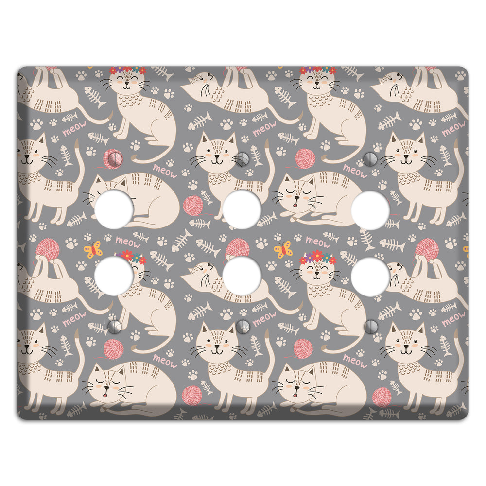Meow Mix (Gray) 3 Pushbutton Wallplate