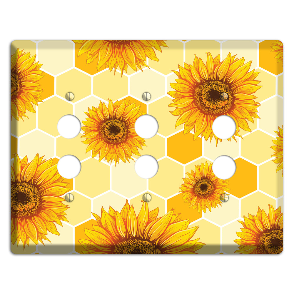 Sunflower & Comb 3 Pushbutton Wallplate