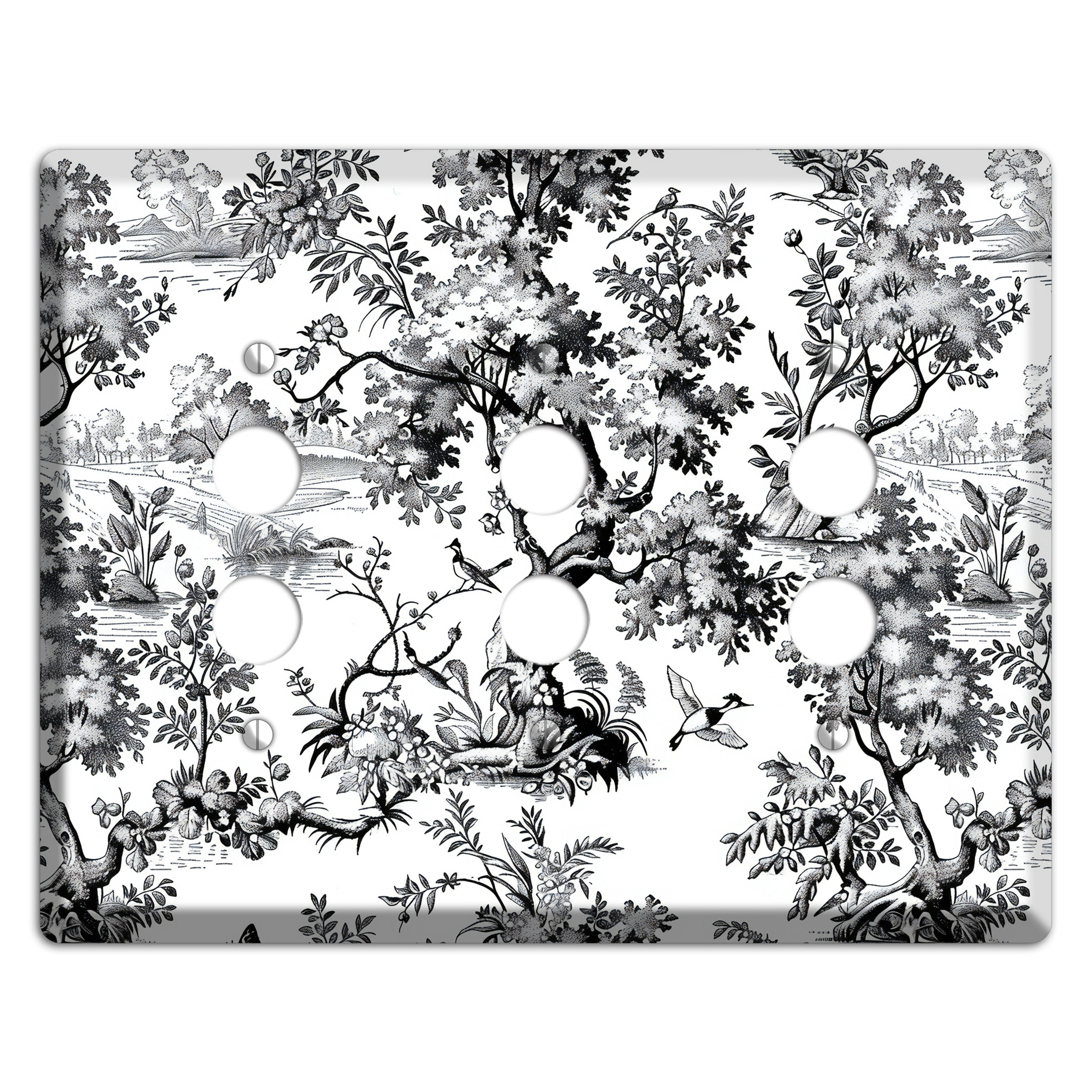 Pastoral Ink Reverie 3 Pushbutton Wallplate