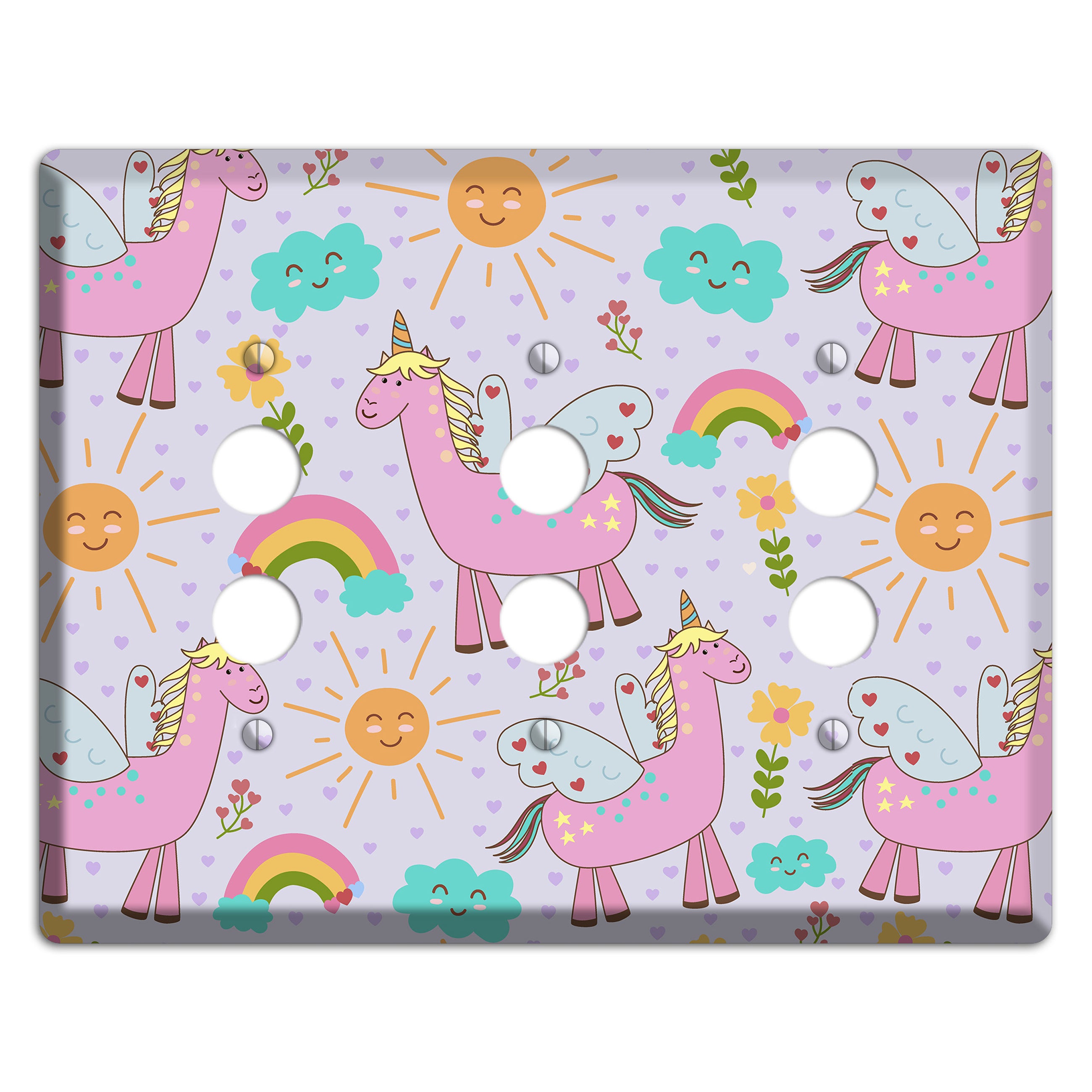 Magic Meadow (Lavender) 3 Pushbutton Wallplate