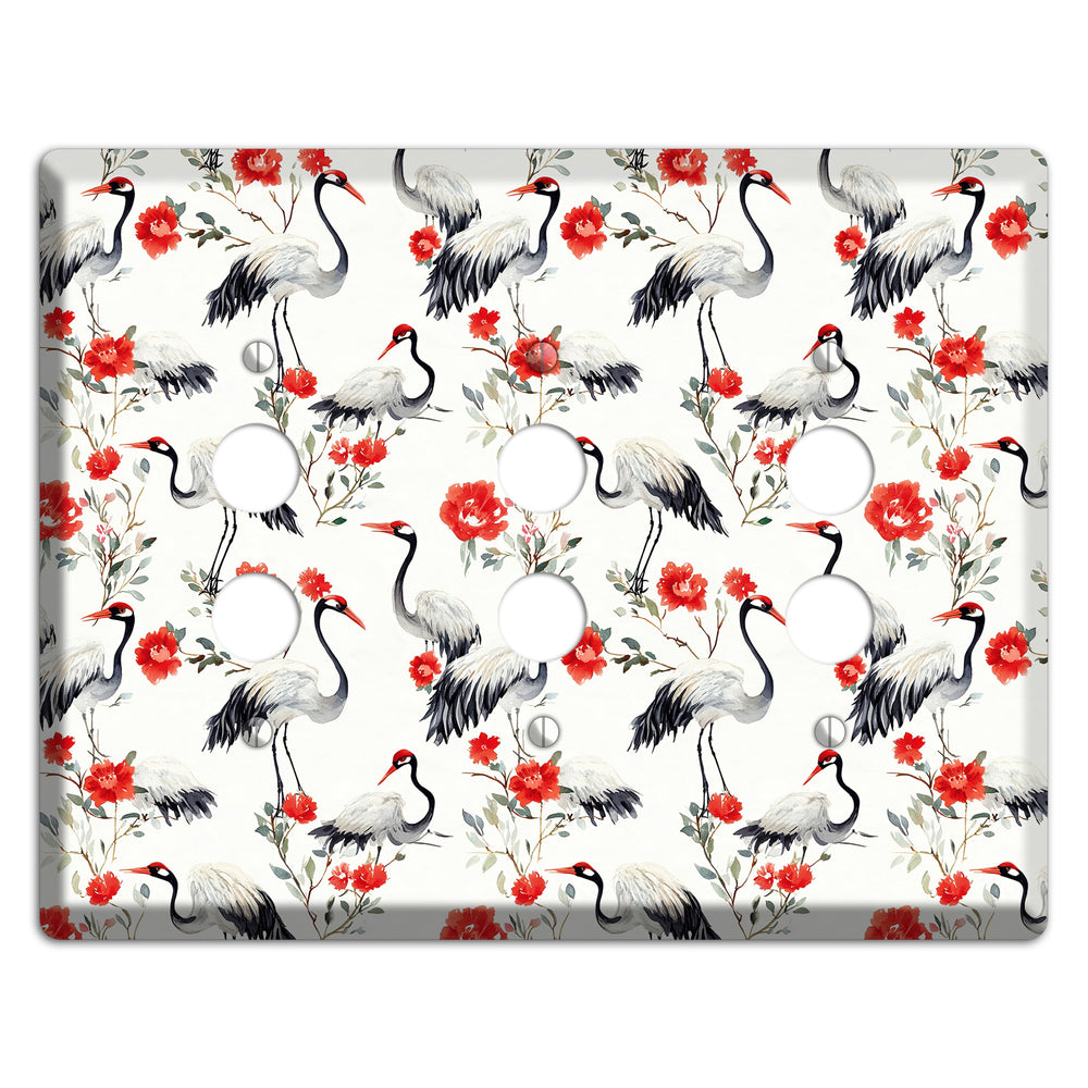 Scarlet Plume Garden 3 Pushbutton Wallplate