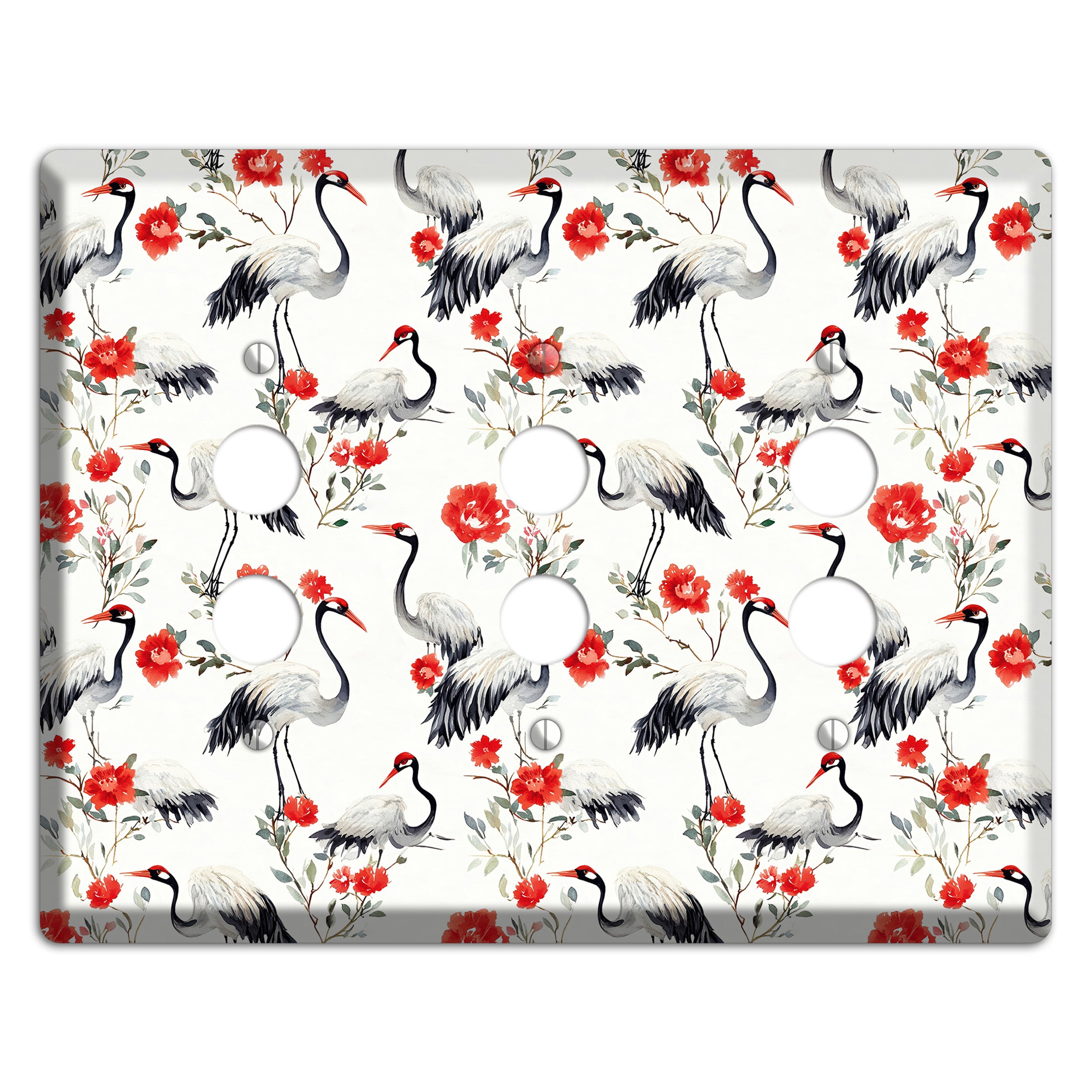 Scarlet Plume Garden 3 Pushbutton Wallplate