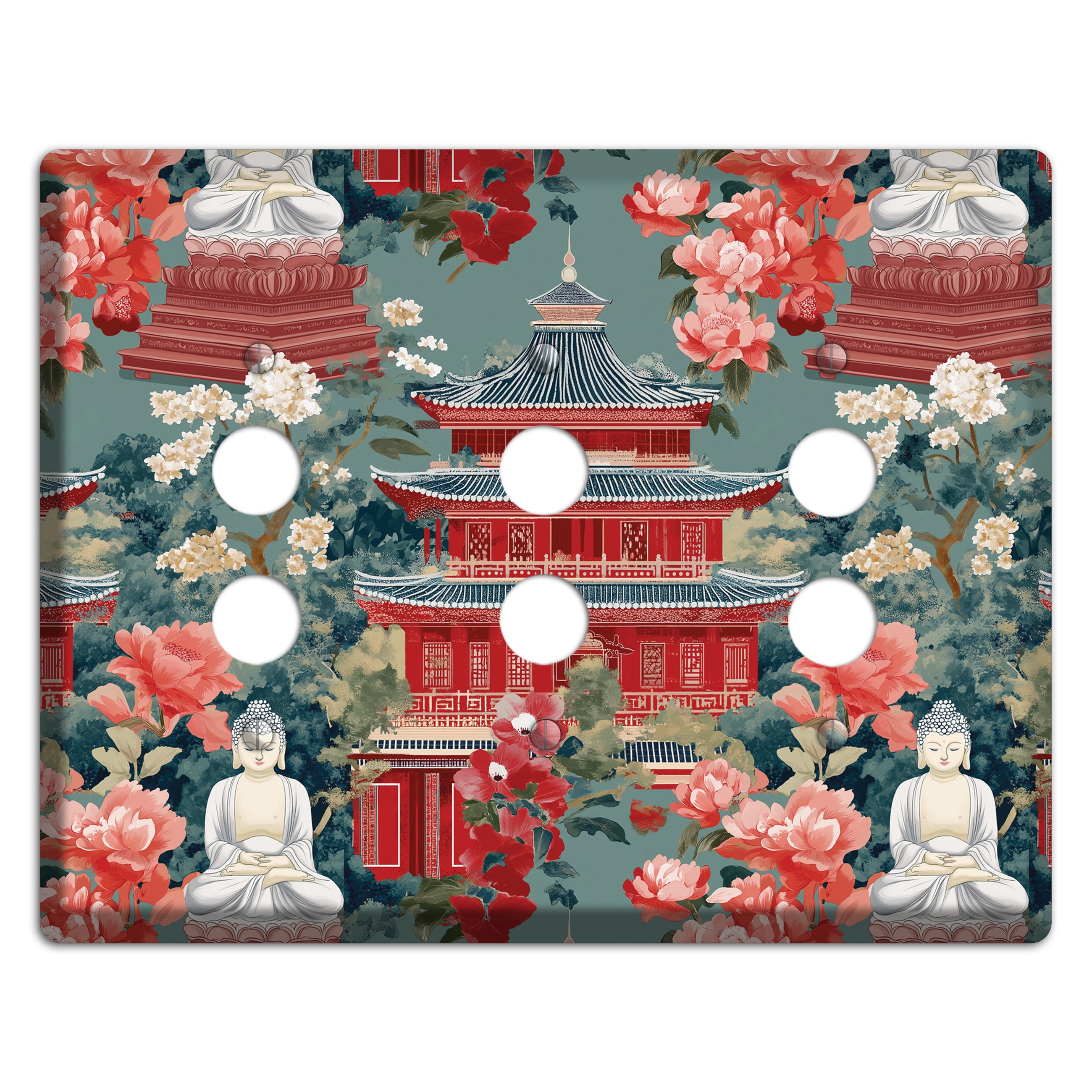 Lotus Temple Garden 3 Pushbutton Wallplate