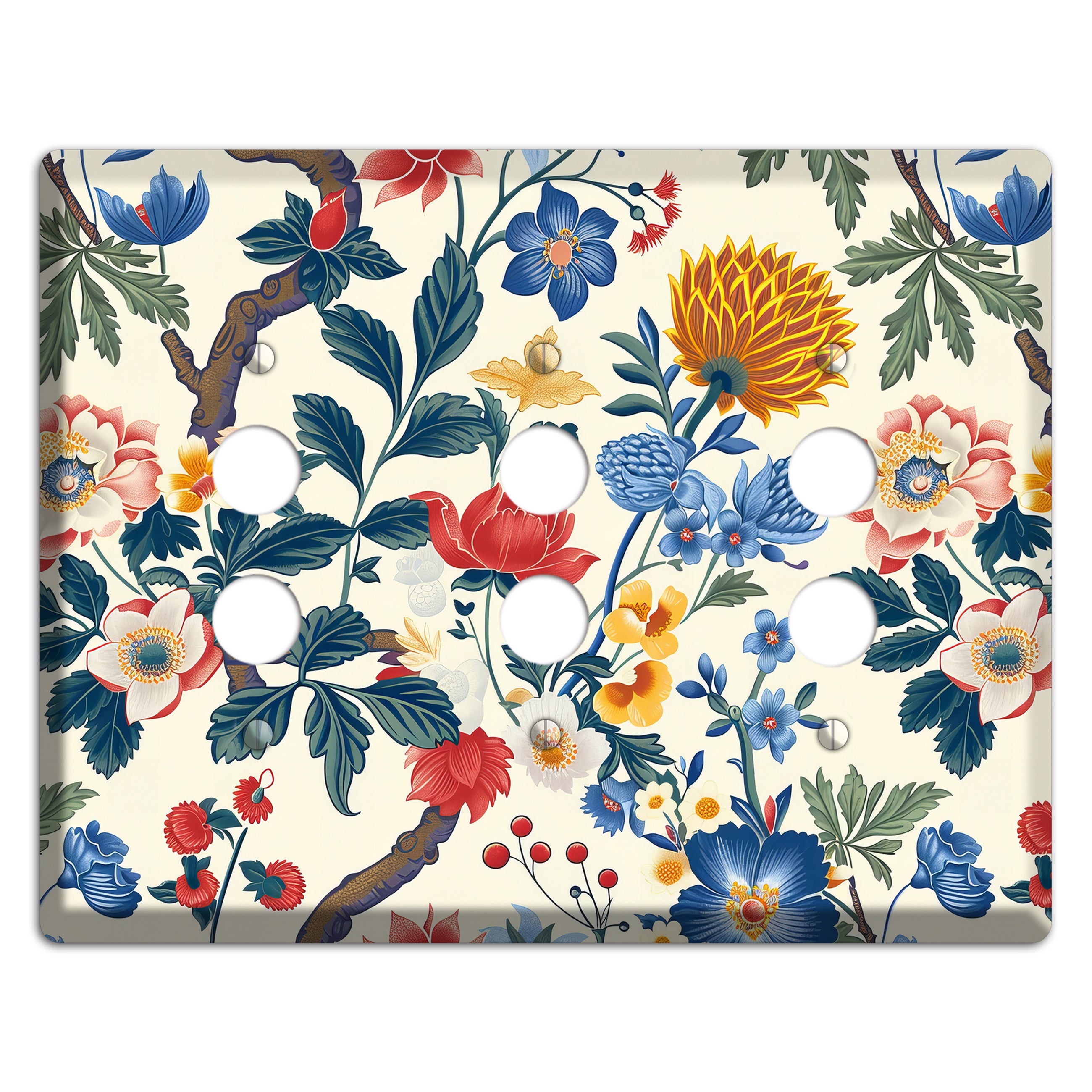 Cottage Garden Reverie 3 Pushbutton Wallplate