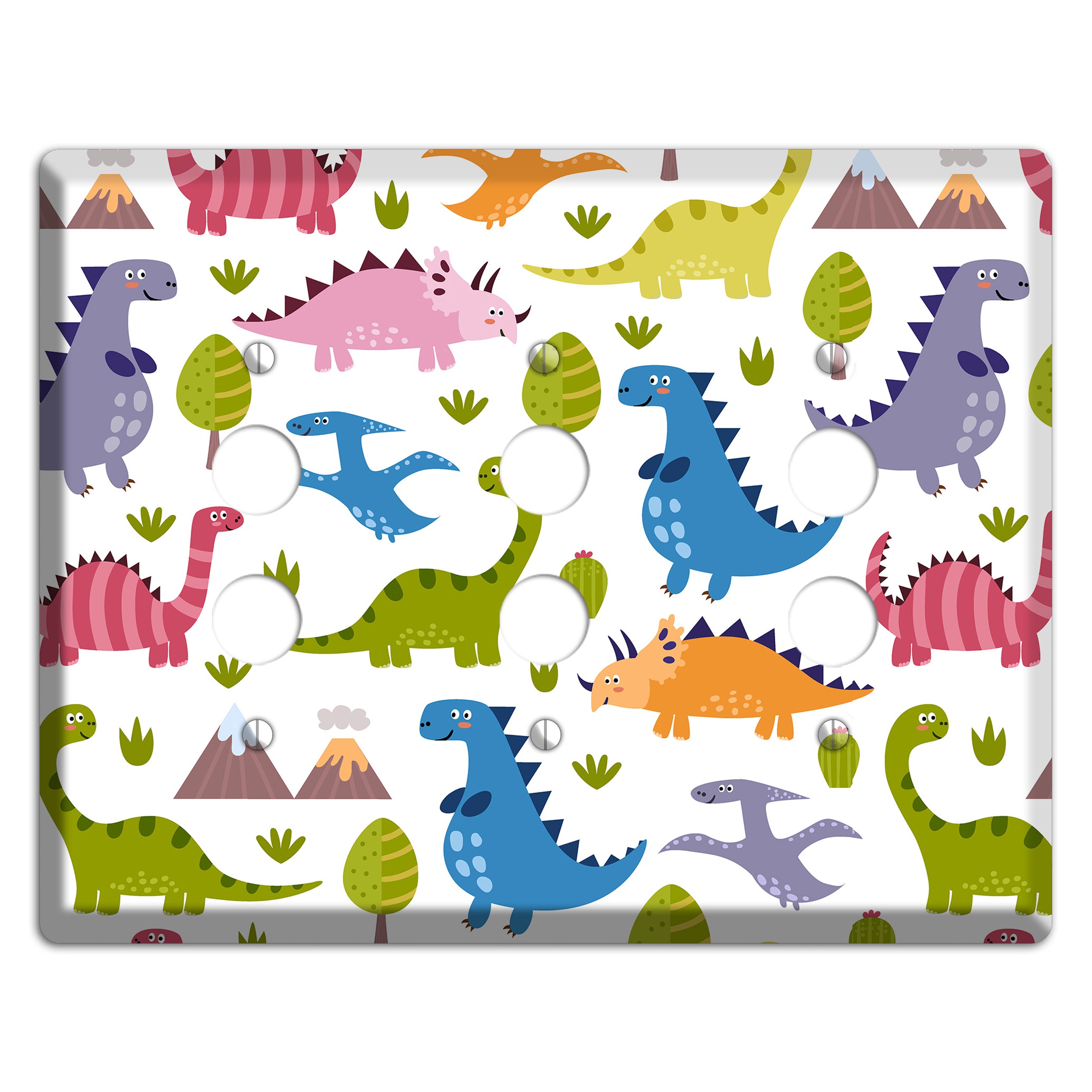 Dino Friends (Bright) 3 Pushbutton Wallplate