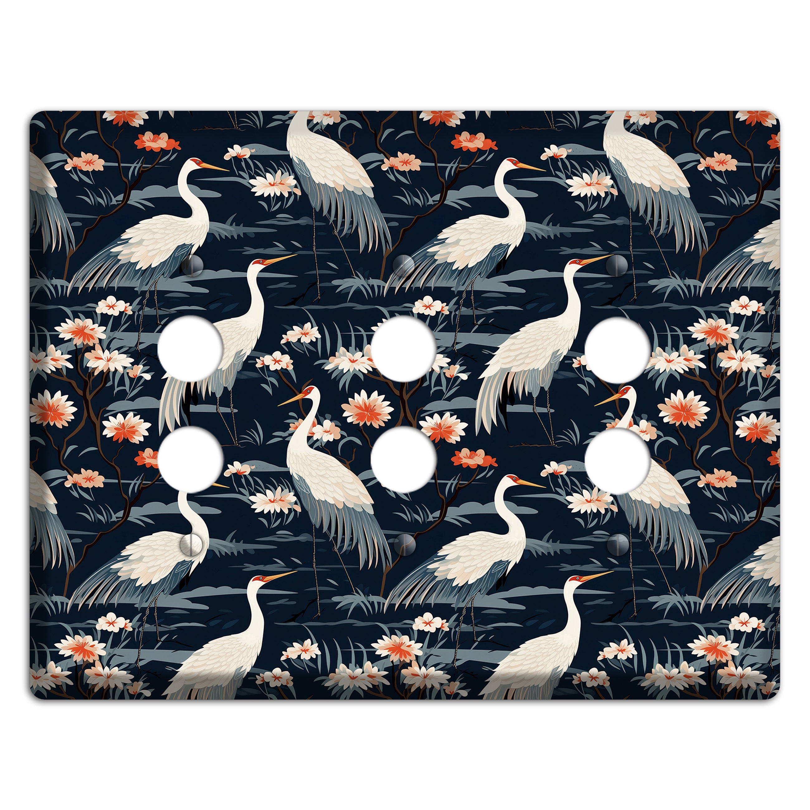 Navy Heron Nocturne 3 Pushbutton Wallplate