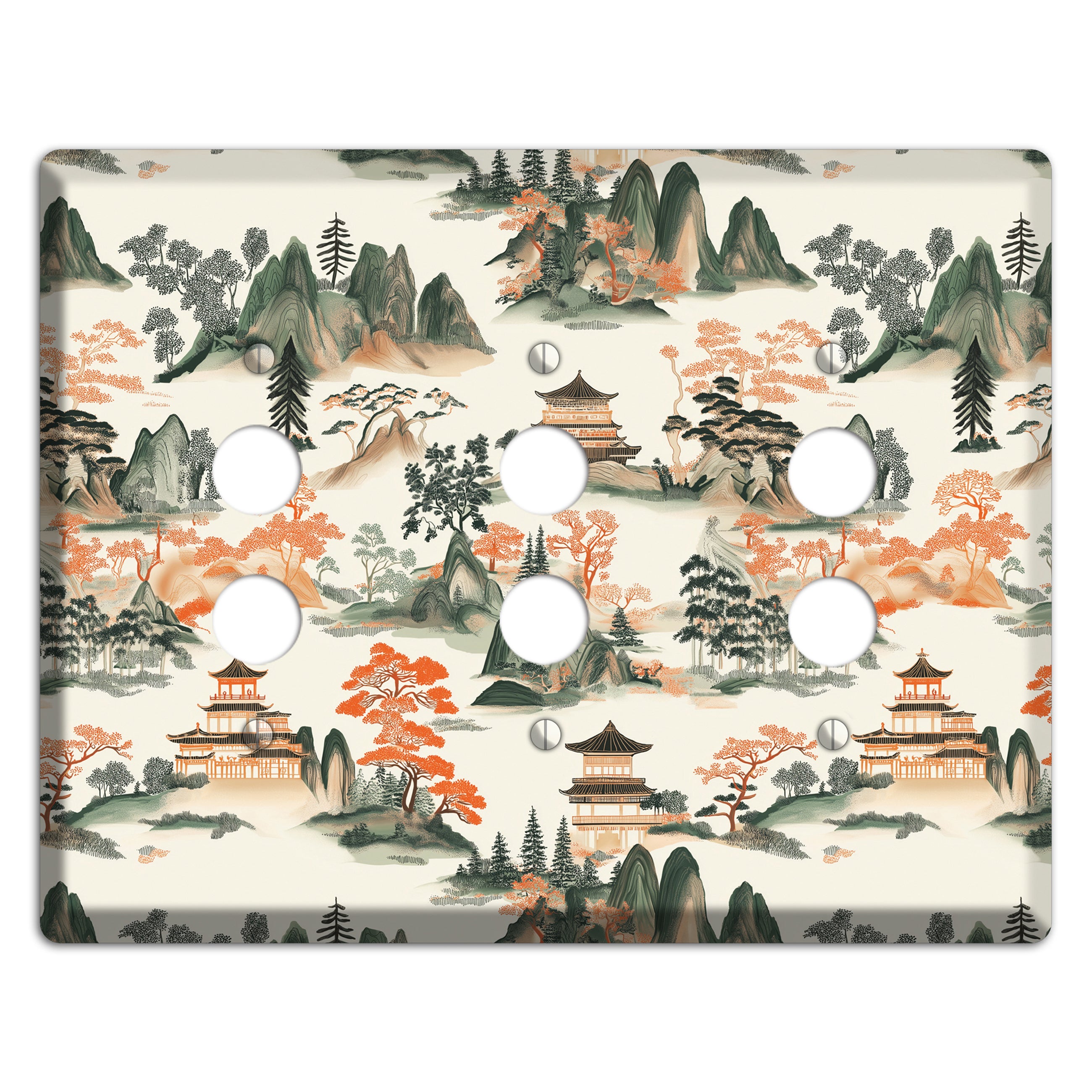 Peaks & Pagodas 3 Pushbutton Wallplate