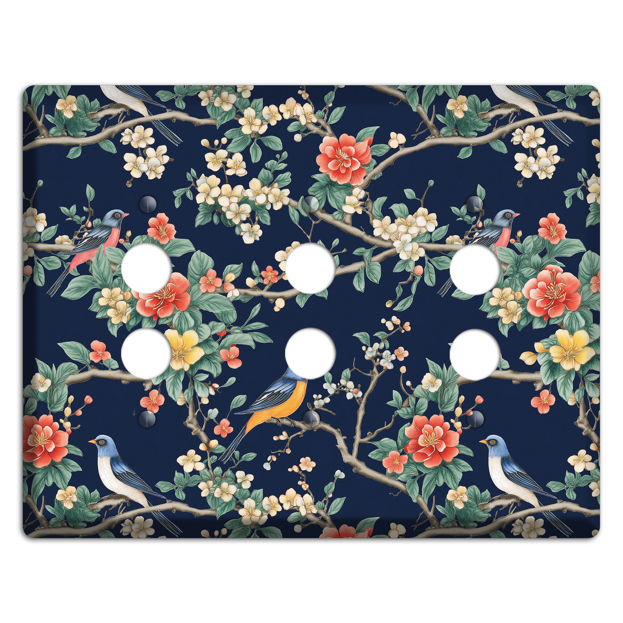 Songbirds & Blossoms 3 Pushbutton Wallplate