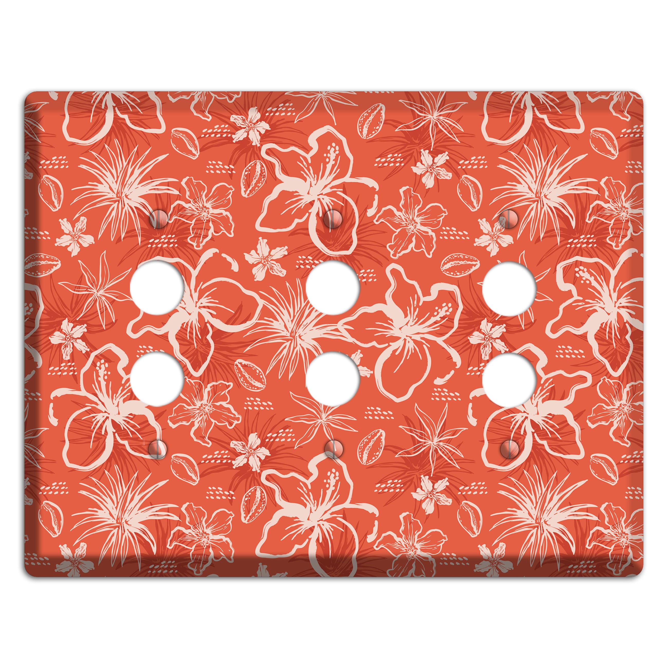 Coral Hibiscus Reverie 3 Pushbutton Wallplate