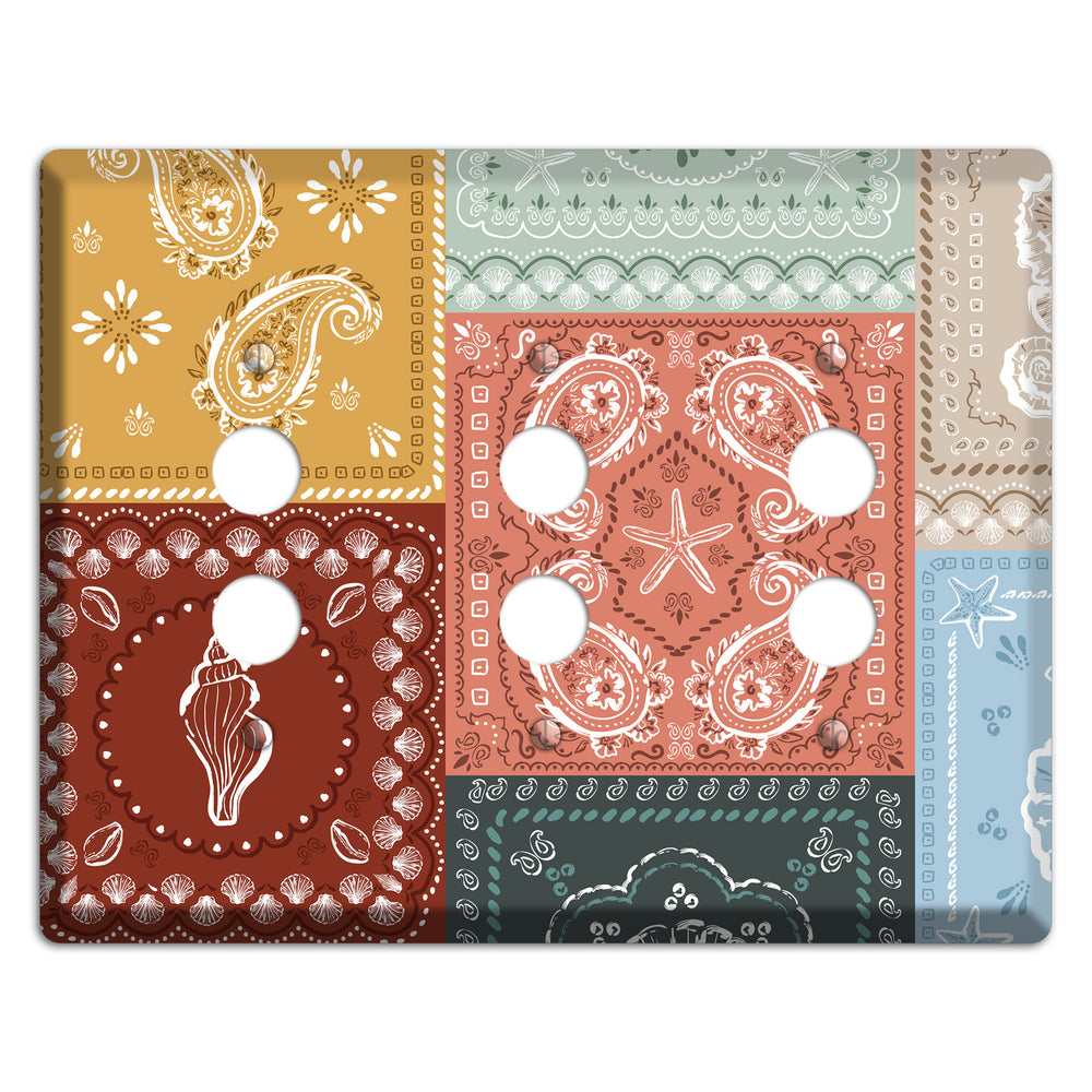Patchwork Shore Reverie 3 Pushbutton Wallplate