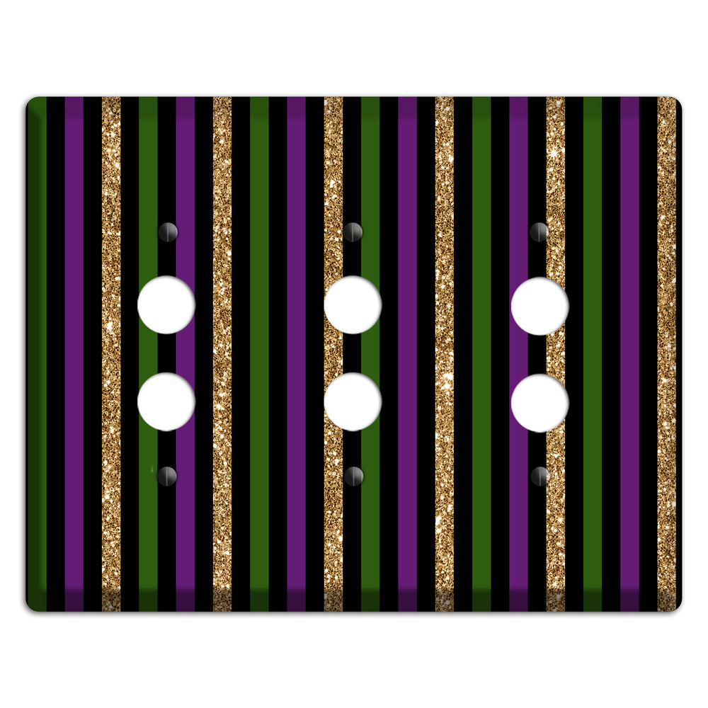 Carnival Stripes: Noir 3 Pushbutton Wallplate
