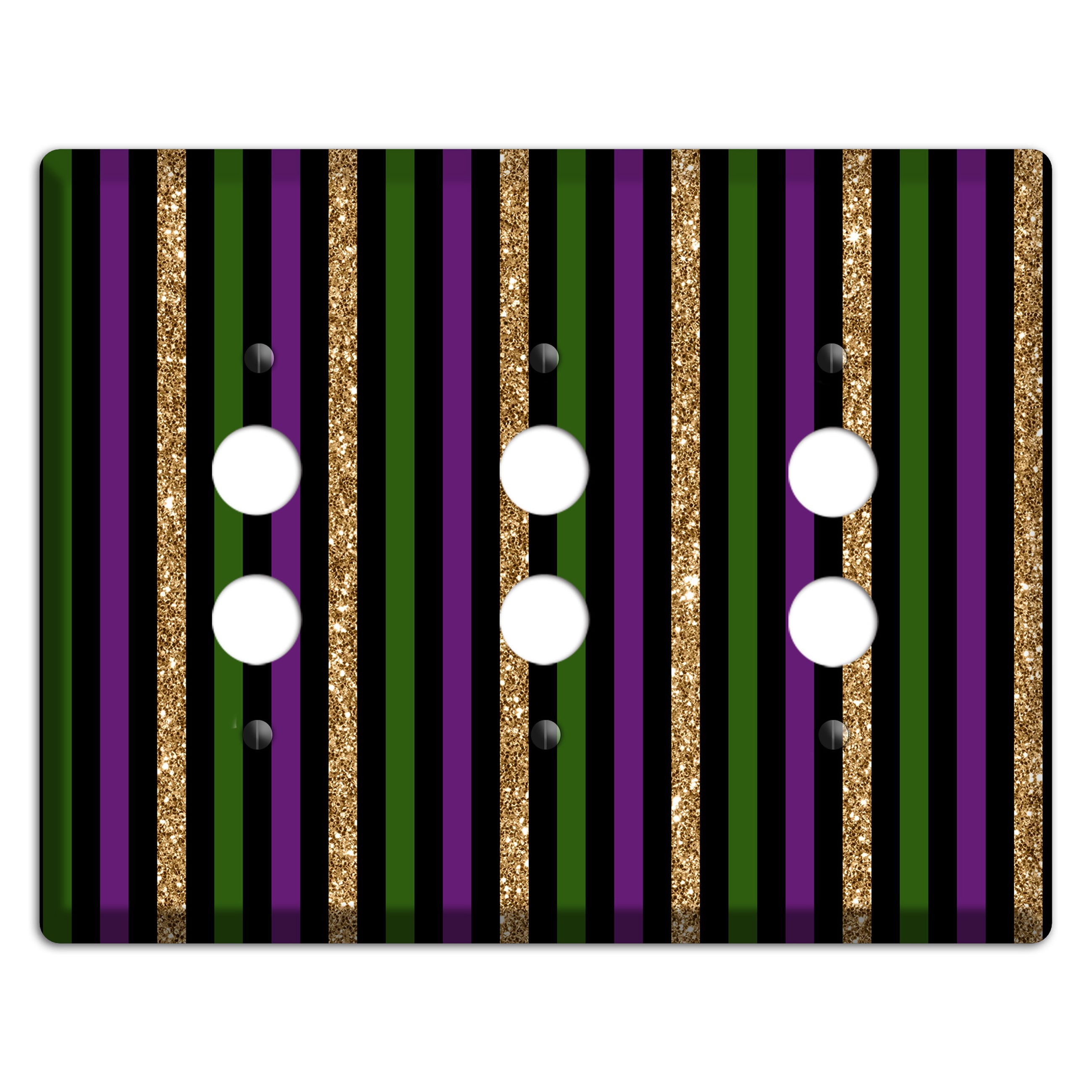 Carnival Stripes: Noir 3 Pushbutton Wallplate