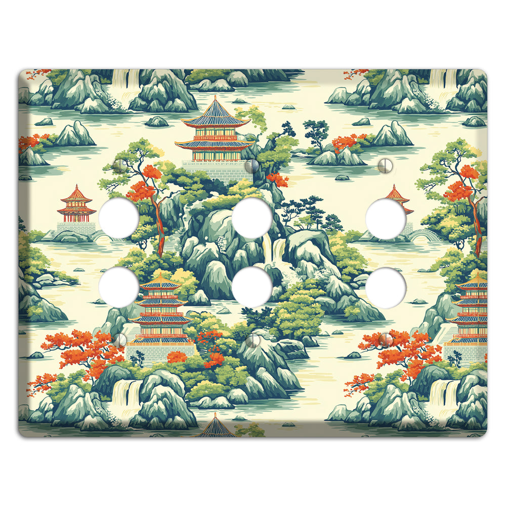 Cascade & Pagoda 3 Pushbutton Wallplate