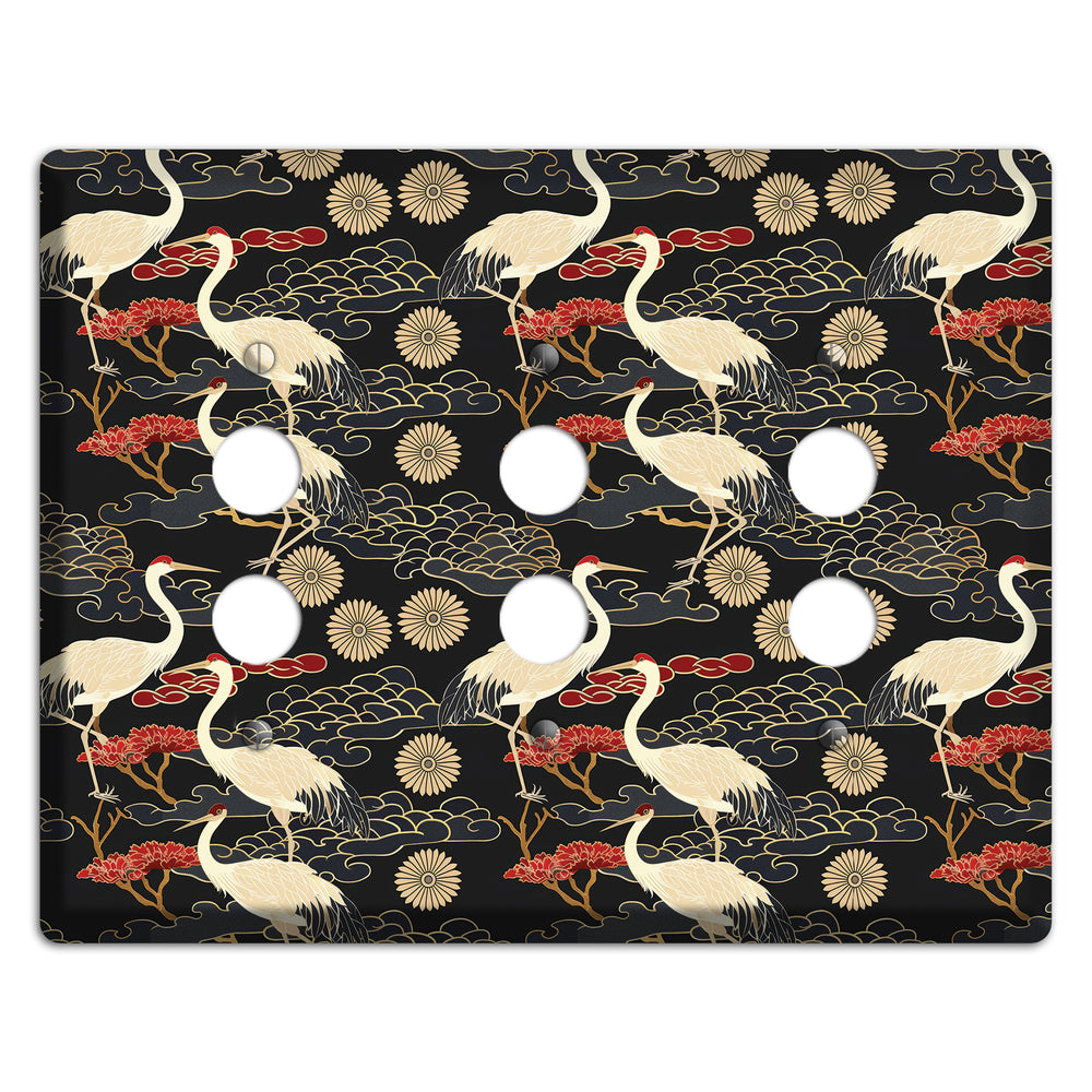 Obsidian Crane Procession 3 Pushbutton Wallplate