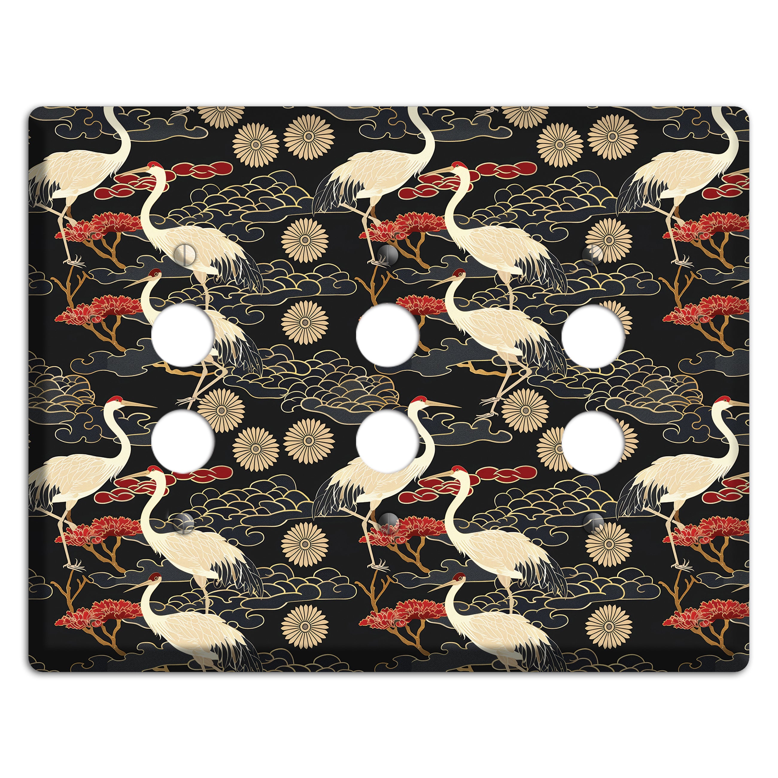 Obsidian Crane Procession 3 Pushbutton Wallplate