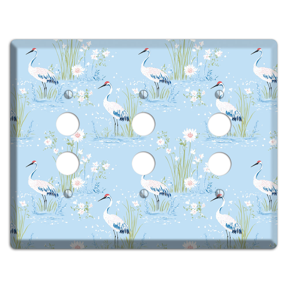 Powder Blue Marsh 3 Pushbutton Wallplate
