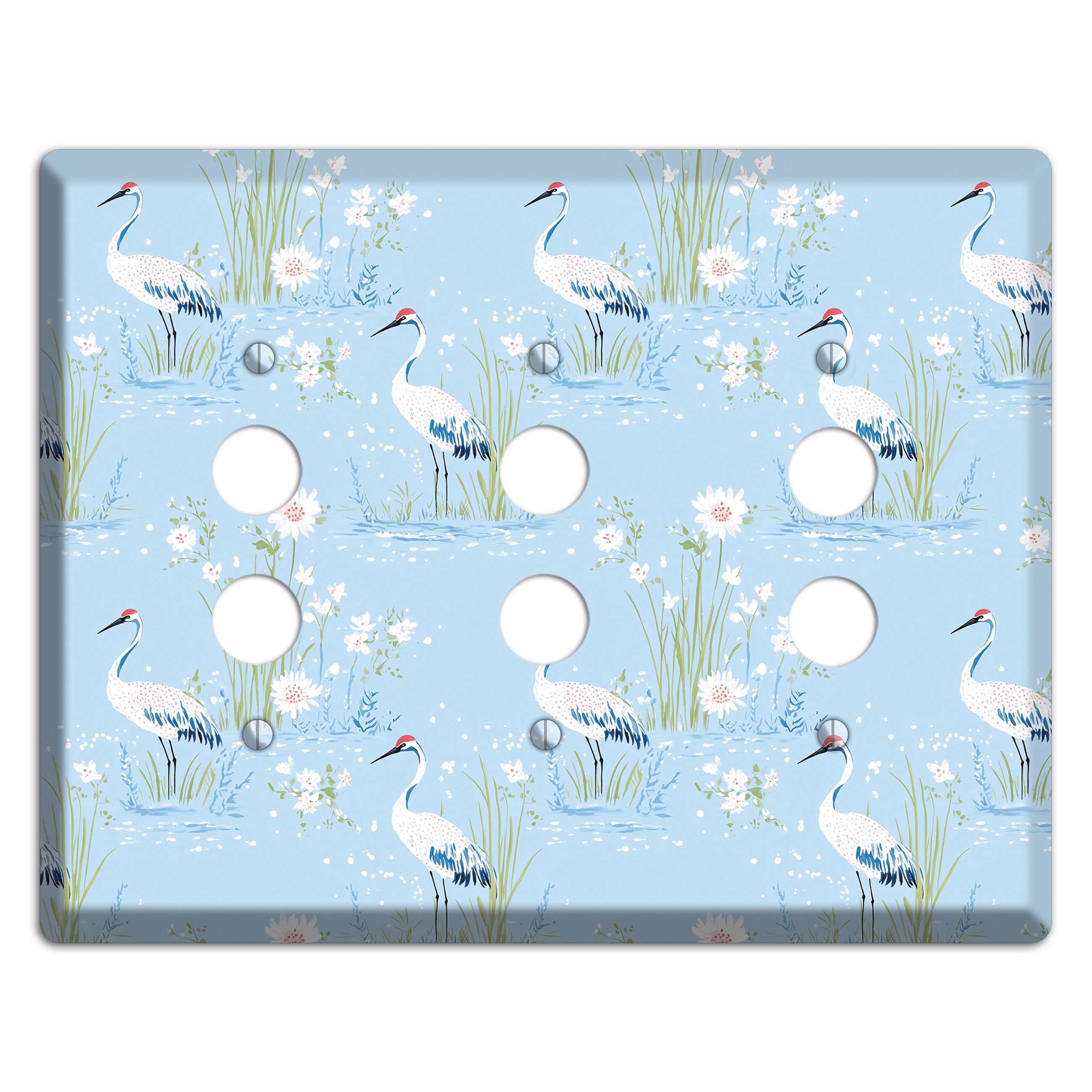 Powder Blue Marsh 3 Pushbutton Wallplate