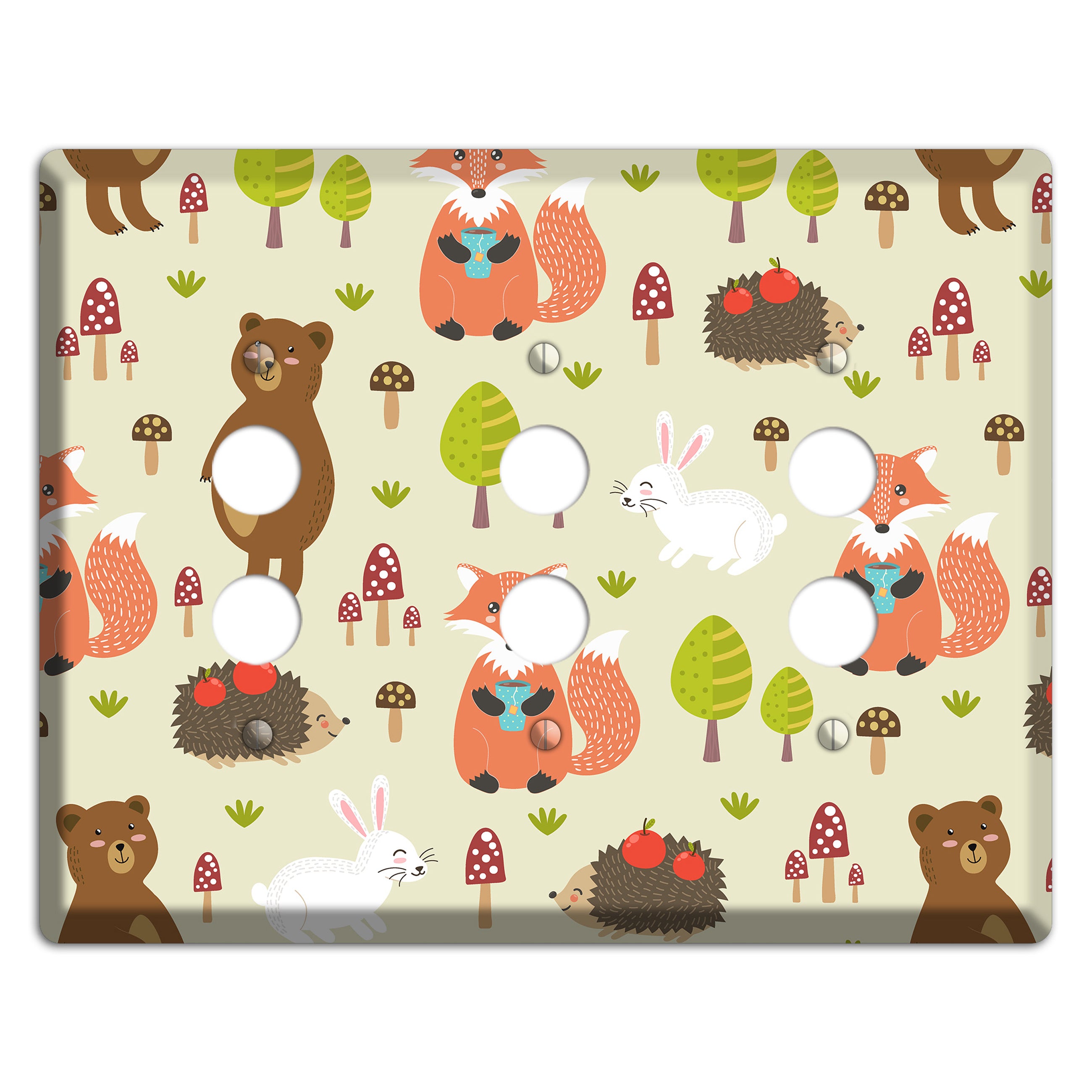 Forest Critters (Beige) 3 Pushbutton Wallplate