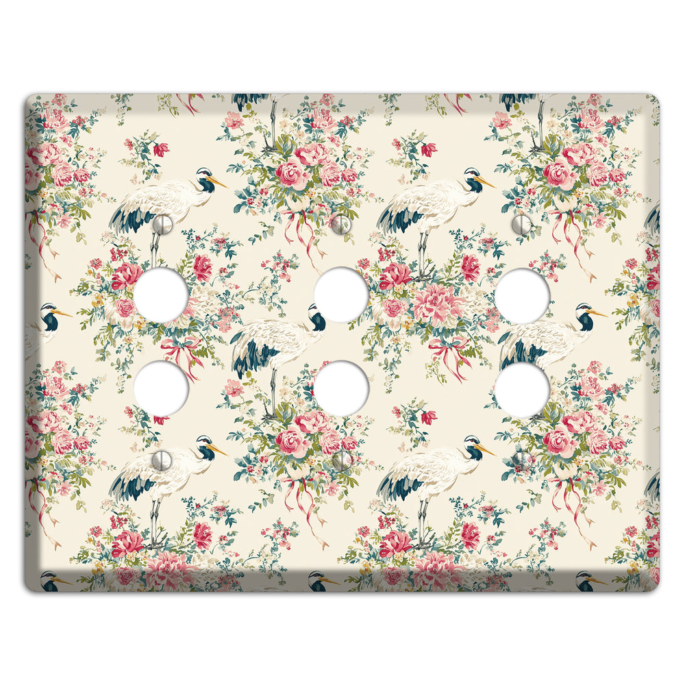 Blossom & Crane 3 Pushbutton Wallplate