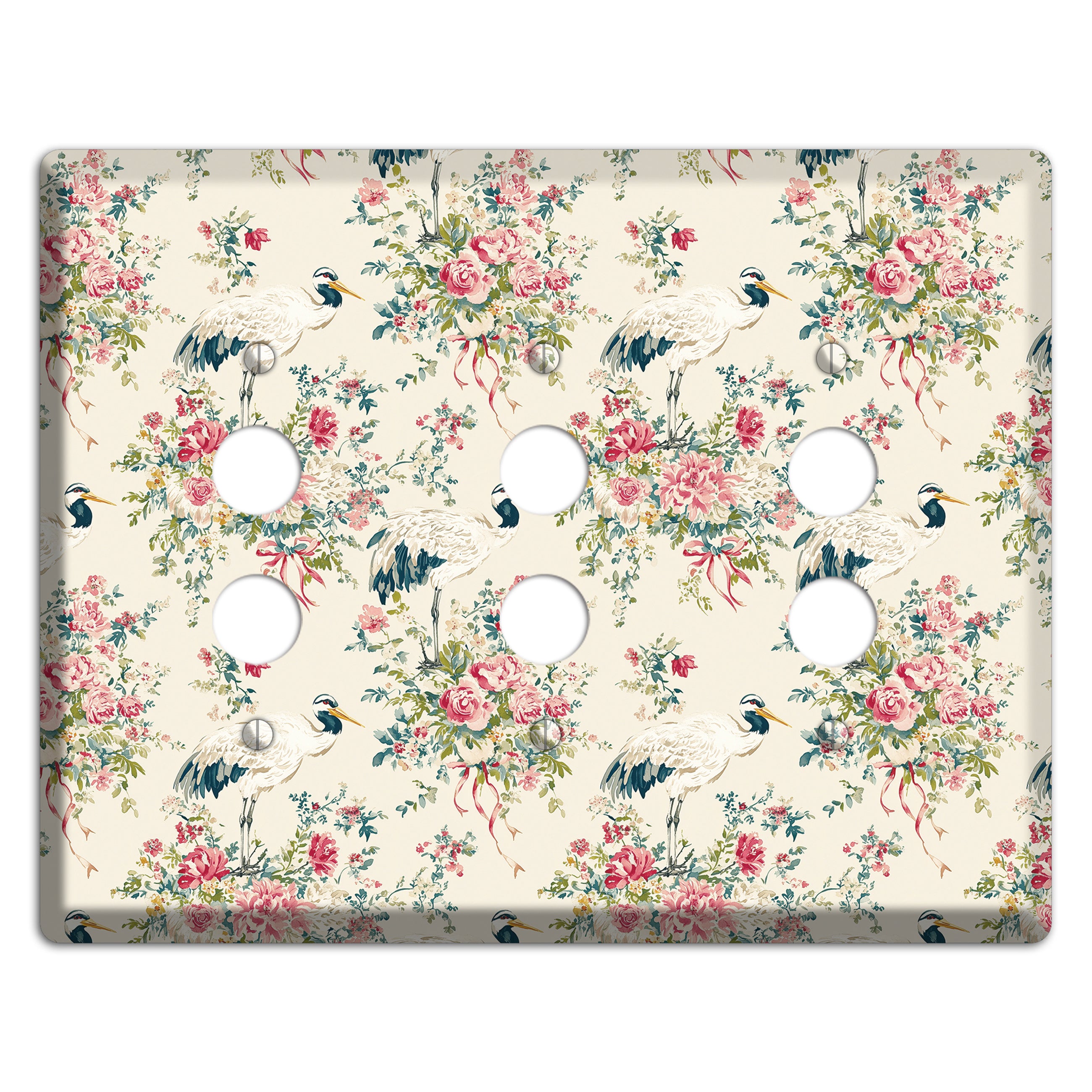 Blossom & Crane 3 Pushbutton Wallplate