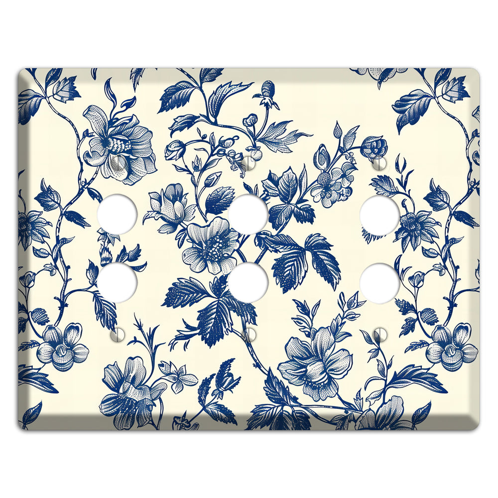 Garden Ink & Ivory 3 Pushbutton Wallplate