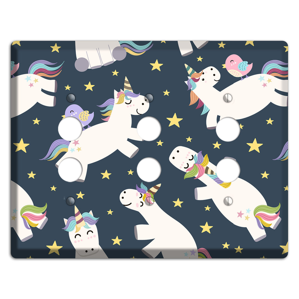 Dreamy Night Unicorns 3 Pushbutton Wallplate