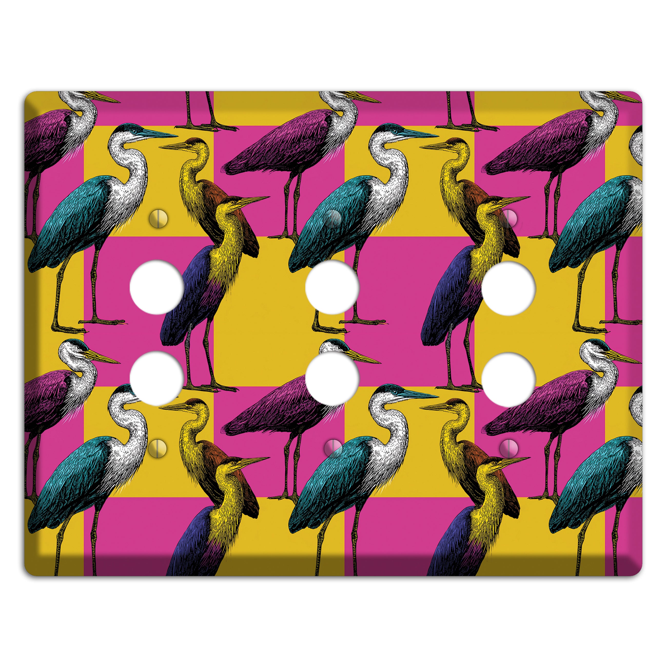 Magenta Heron Grid 3 Pushbutton Wallplate