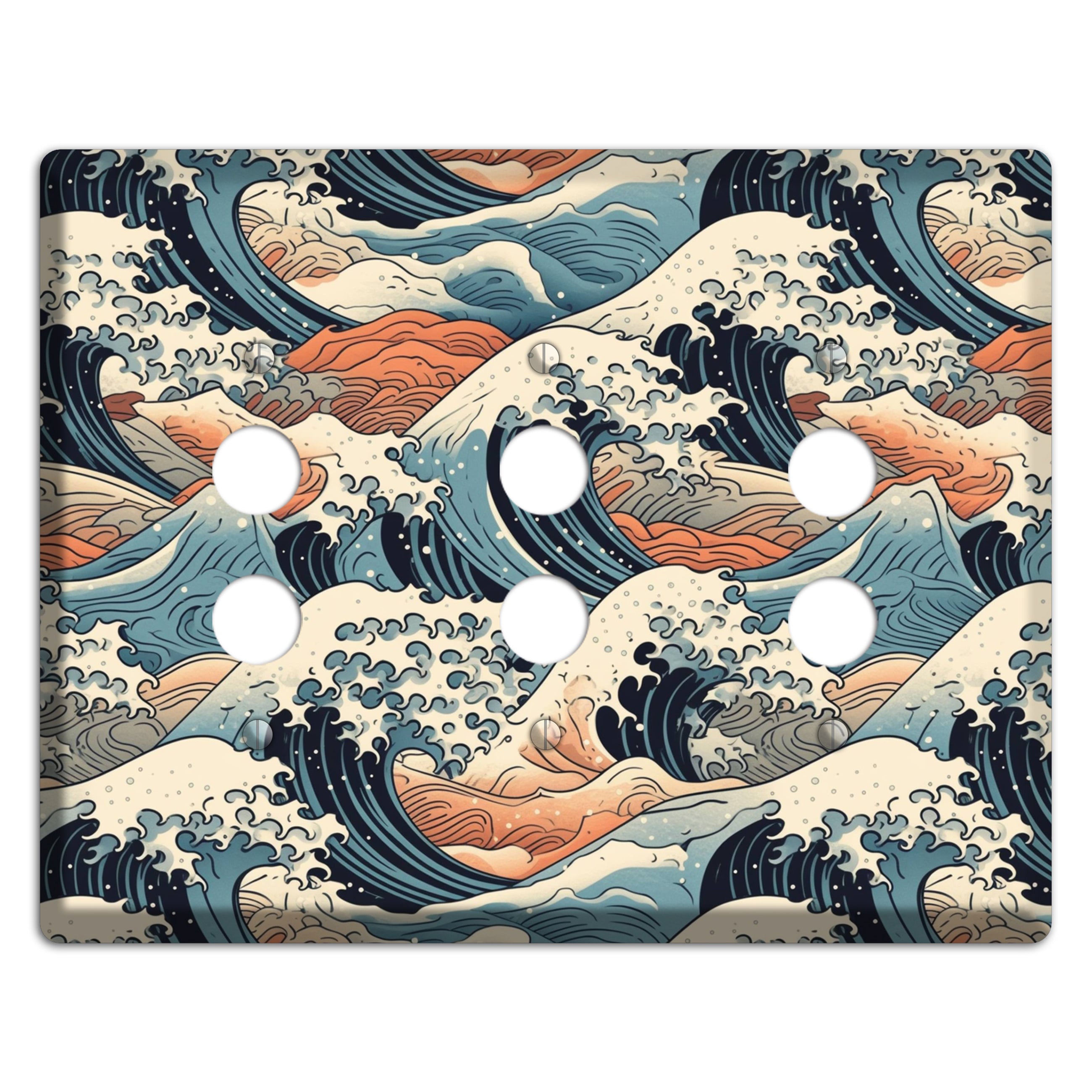 Crashing Tide Scroll 3 Pushbutton Wallplate