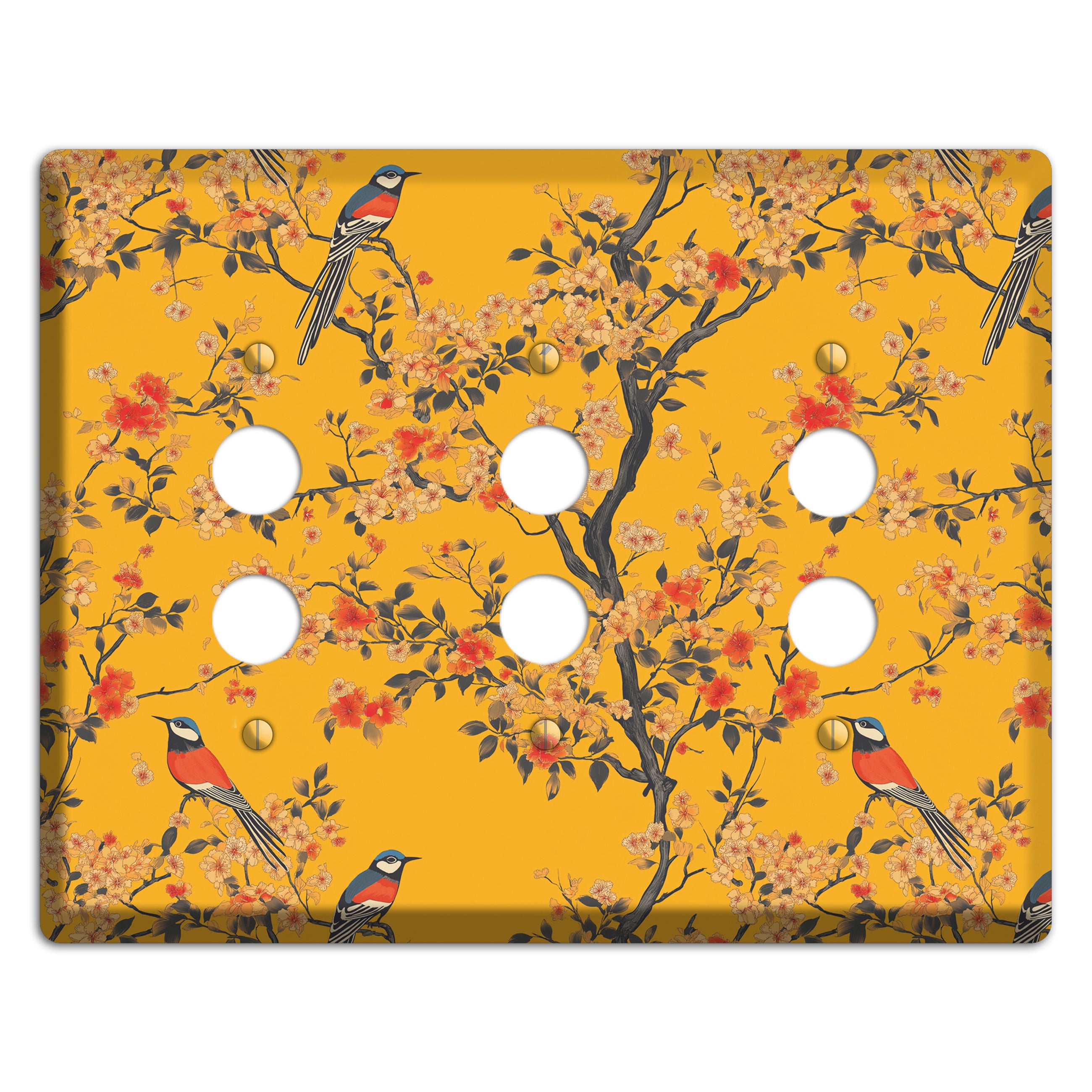 Blossom & Plume 3 Pushbutton Wallplate
