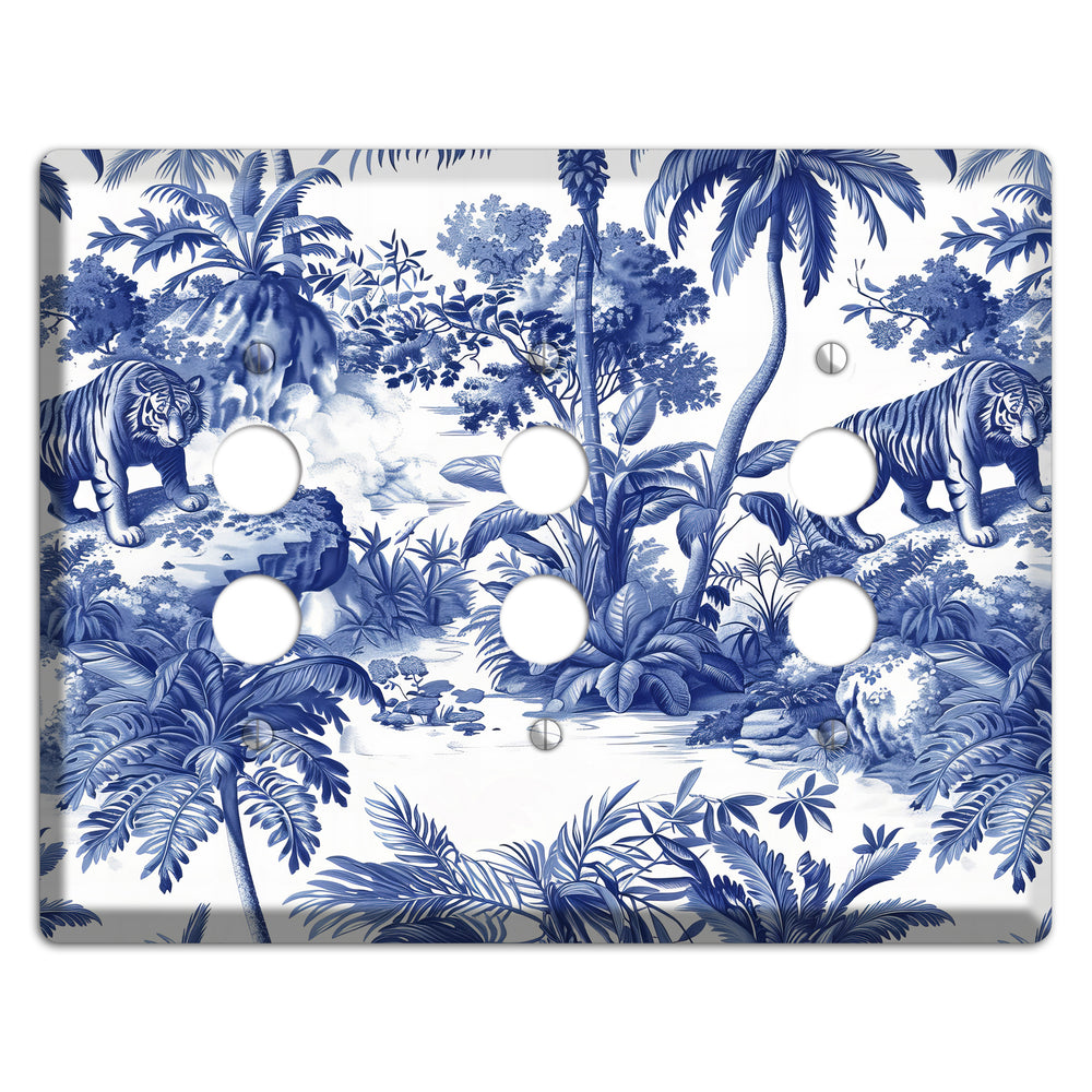 Bengal & Palm 3 Pushbutton Wallplate