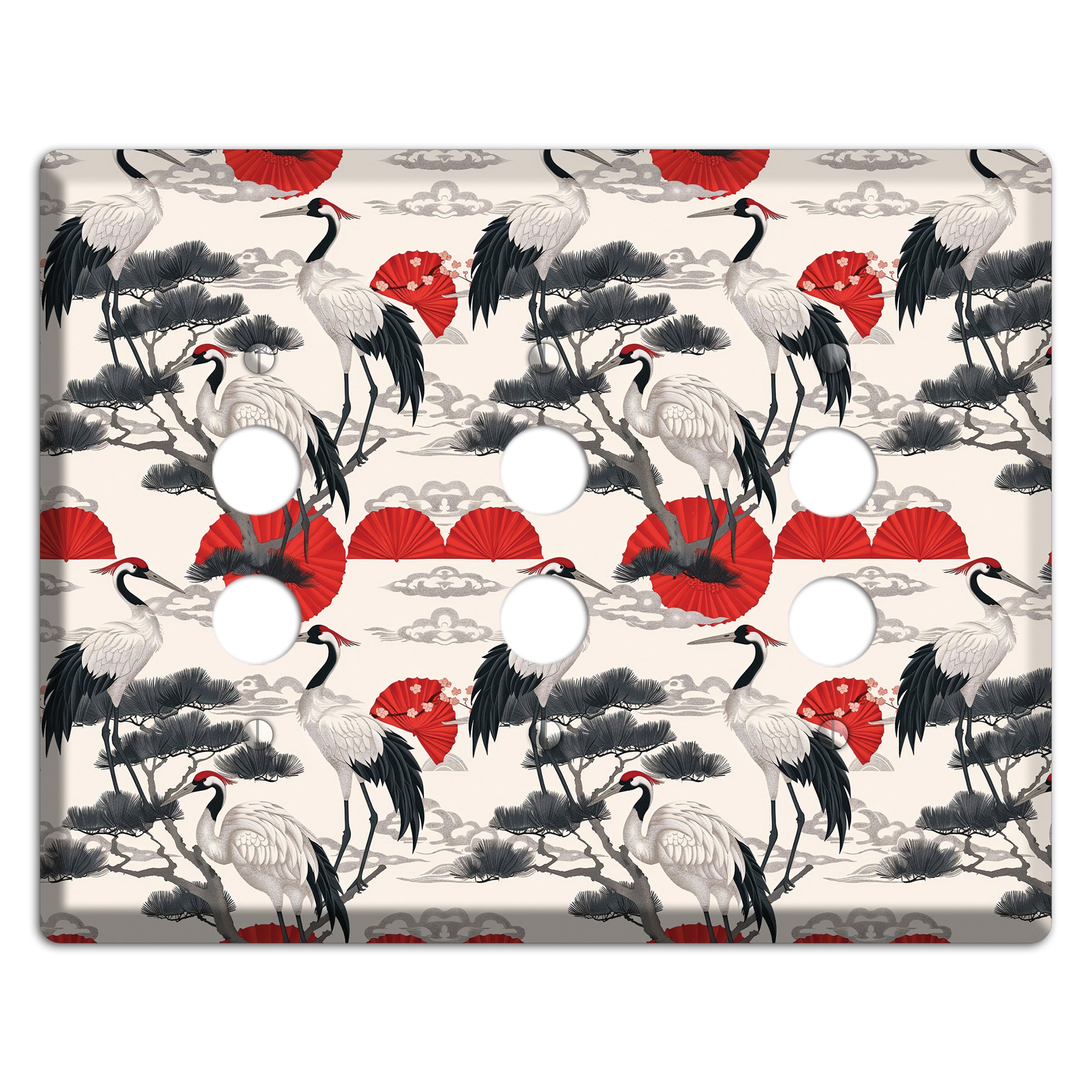 Crimson Fan & Pine 3 Pushbutton Wallplate