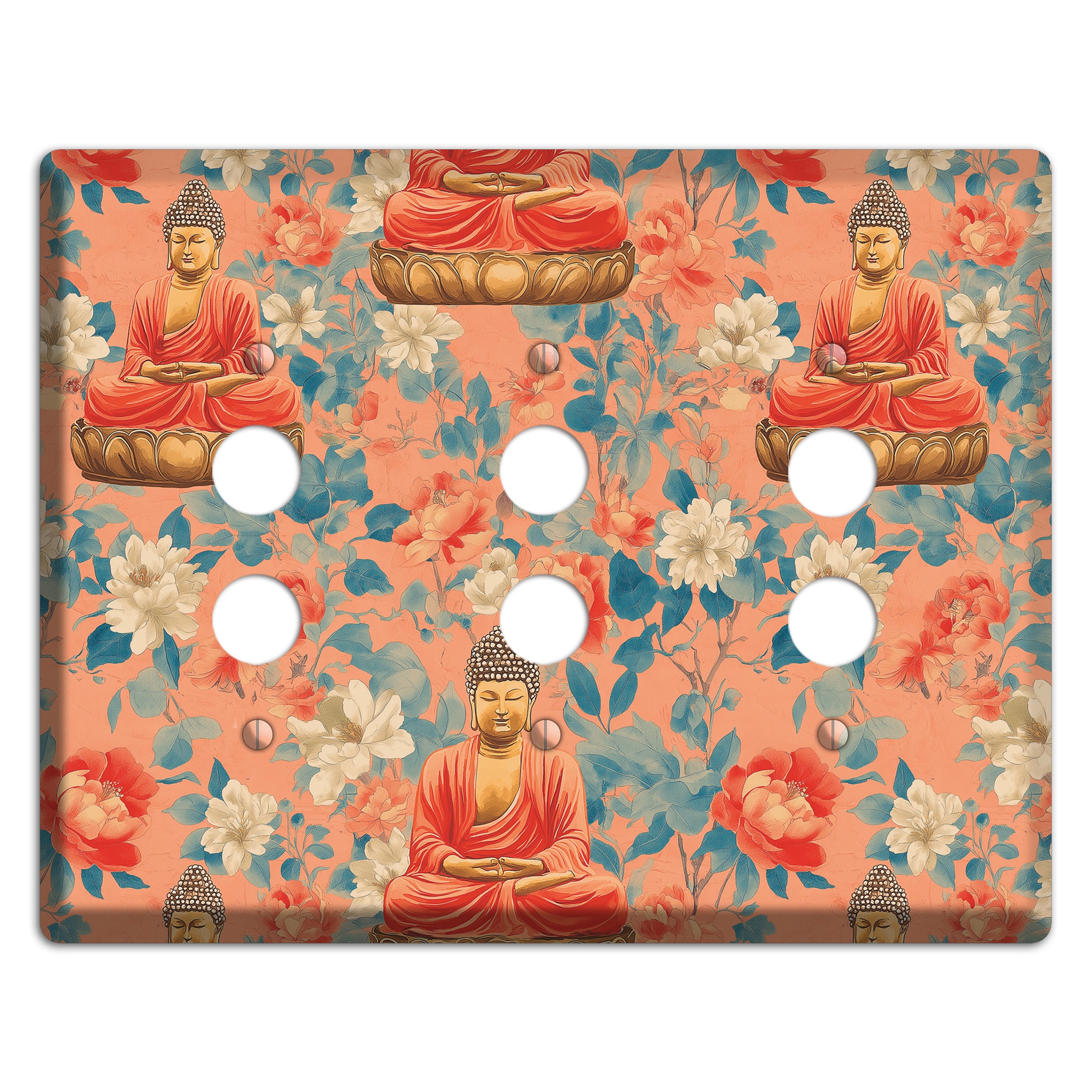 Lotus & Coral 3 Pushbutton Wallplate
