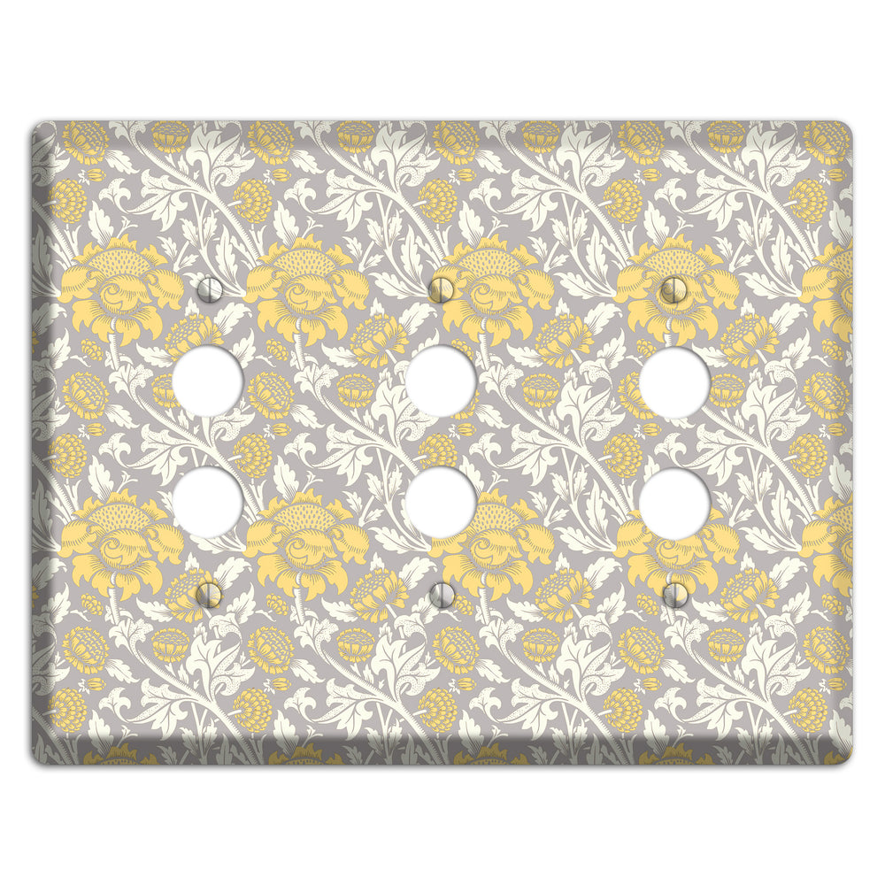 Golden Peony Lace 3 Pushbutton Wallplate