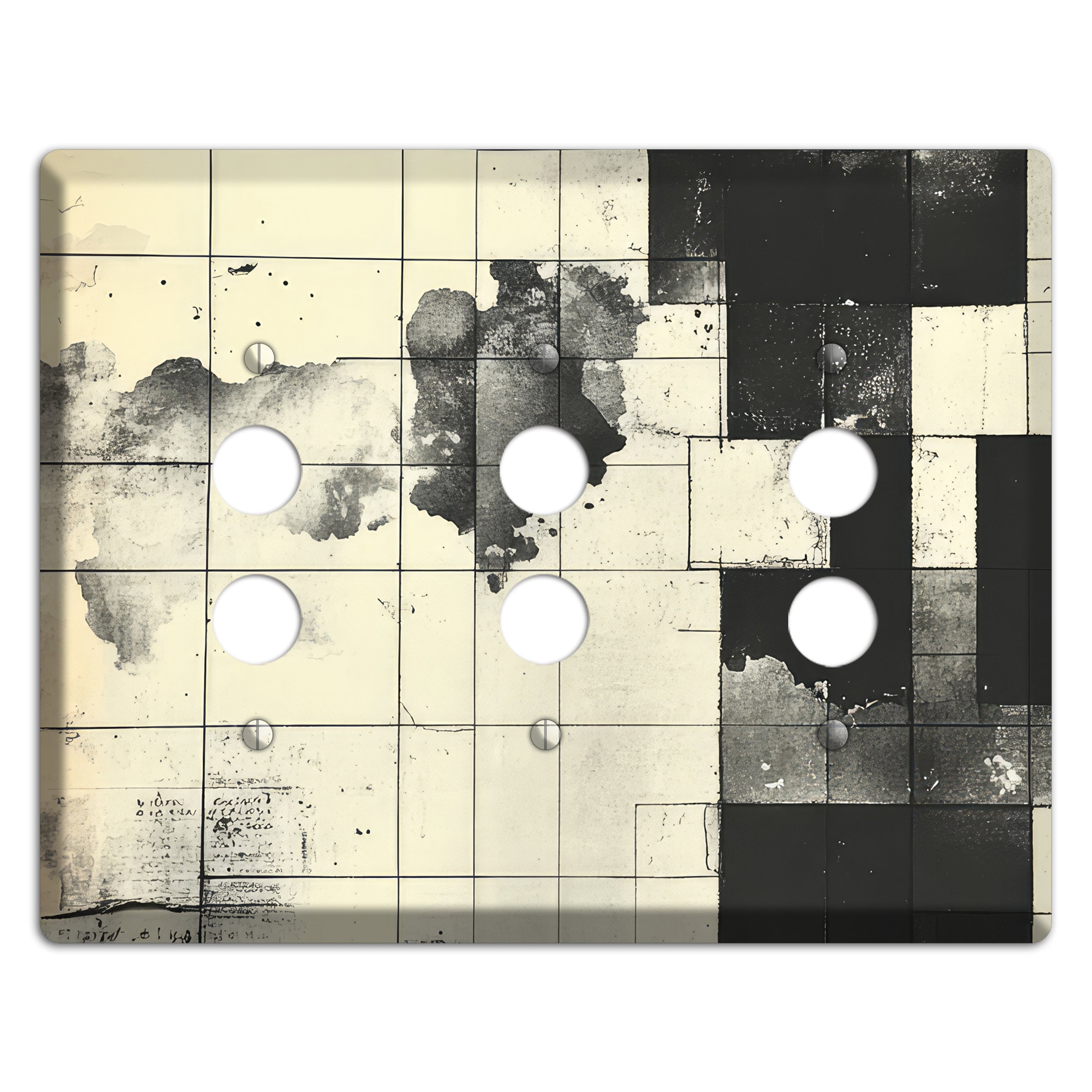 Weathered Grid Chronicle 3 Pushbutton Wallplate