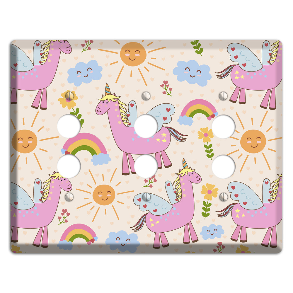 Magic Meadow (Peach) 3 Pushbutton Wallplate