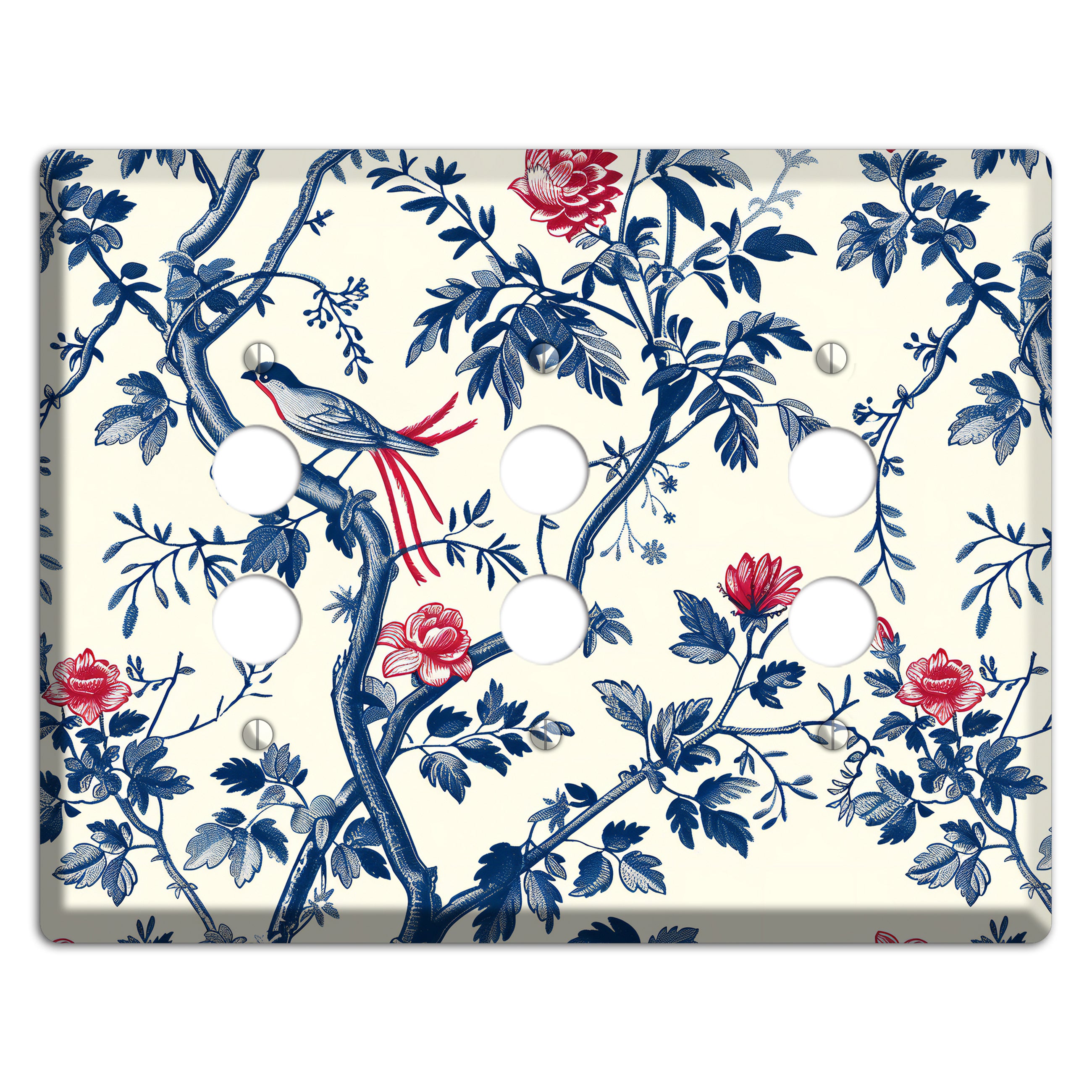 Crimson Wing Reverie 3 Pushbutton Wallplate