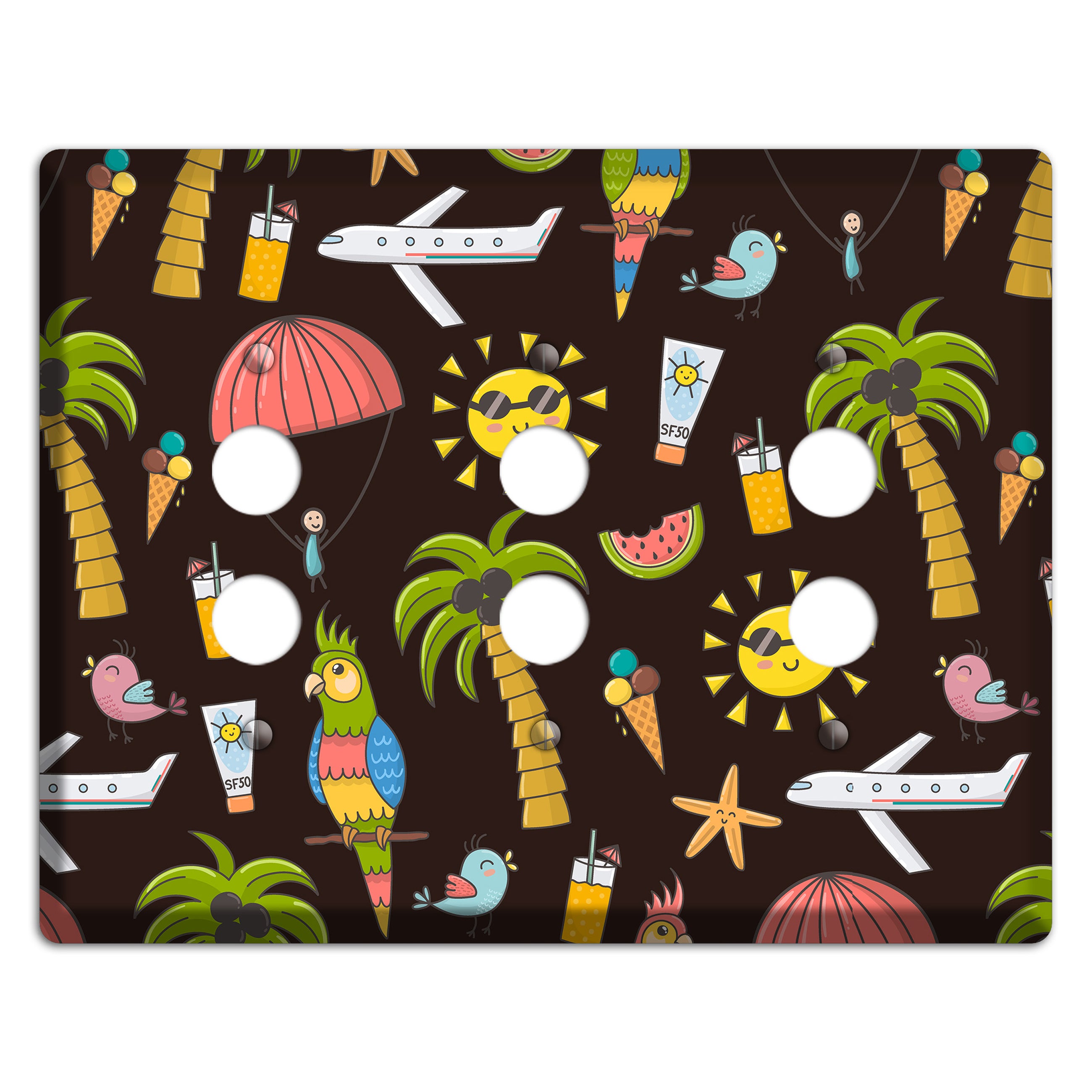 Sunset Tropics 3 Pushbutton Wallplate