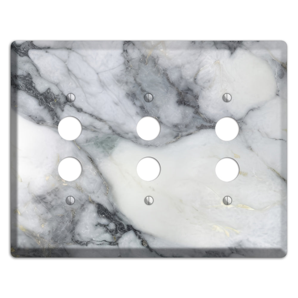 White and Grey Marble 3 Pushbutton Wallplate
