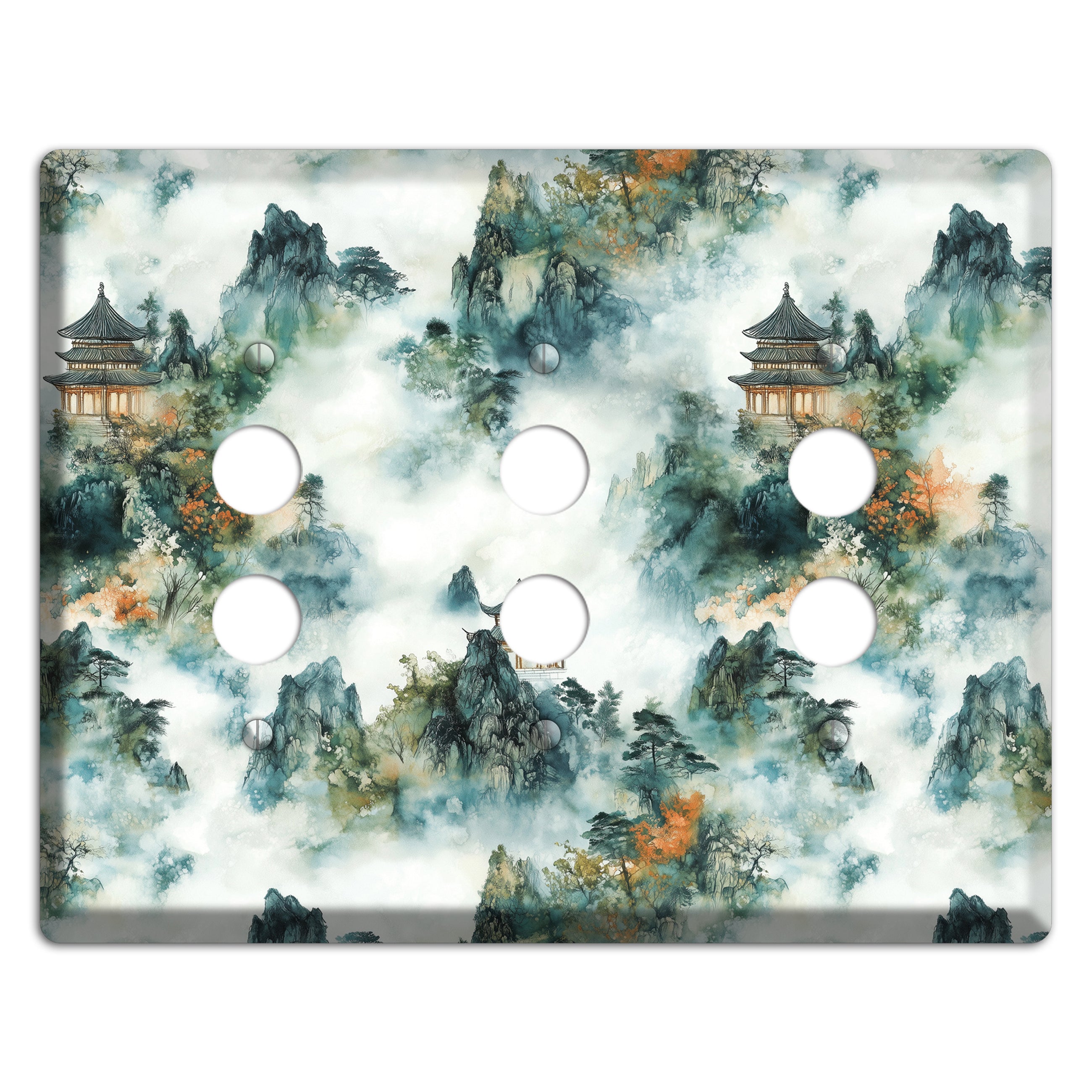 Pavilions in the Mist 3 Pushbutton Wallplate