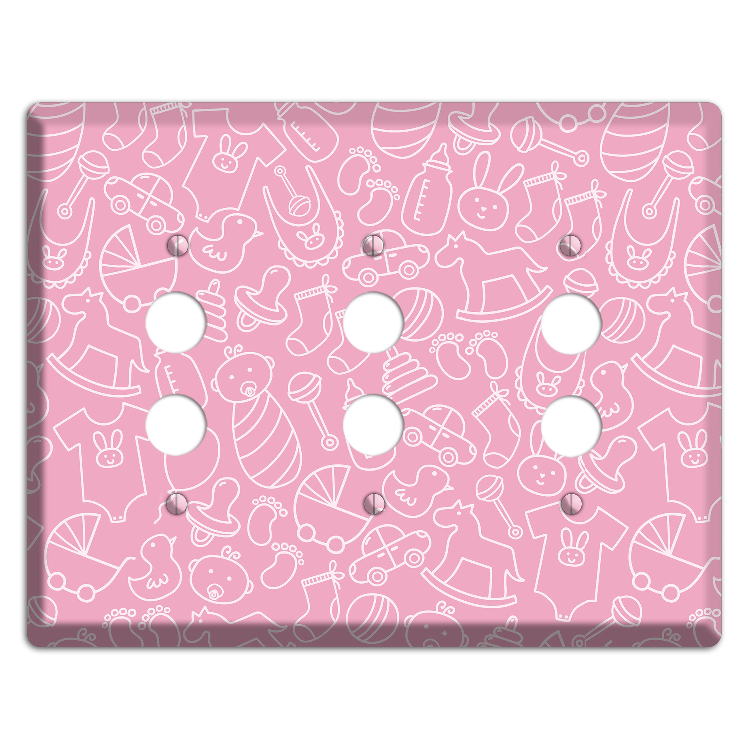 Line Art Baby Pink 3 Pushbutton Wallplate