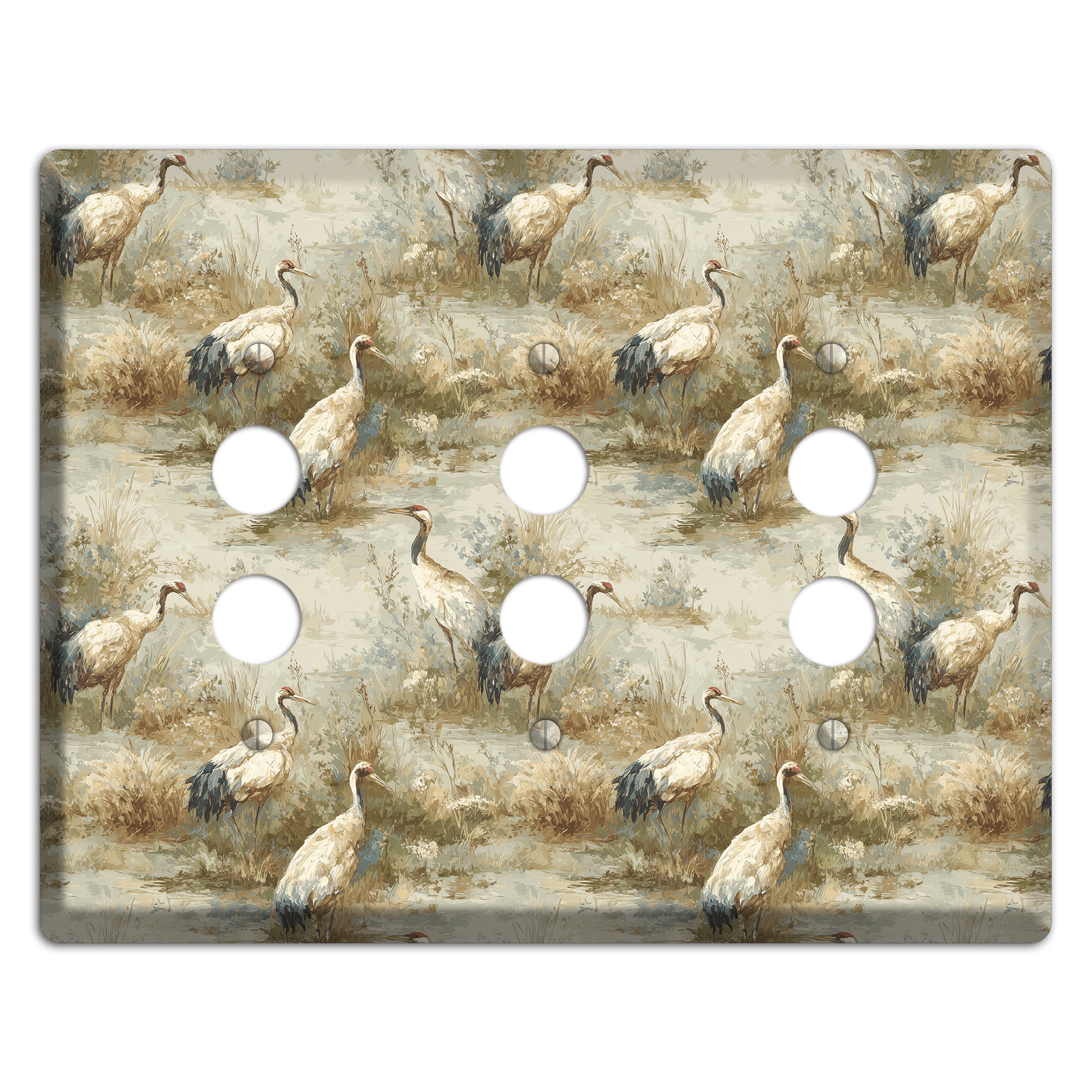 Marshland Crane Reverie 3 Pushbutton Wallplate