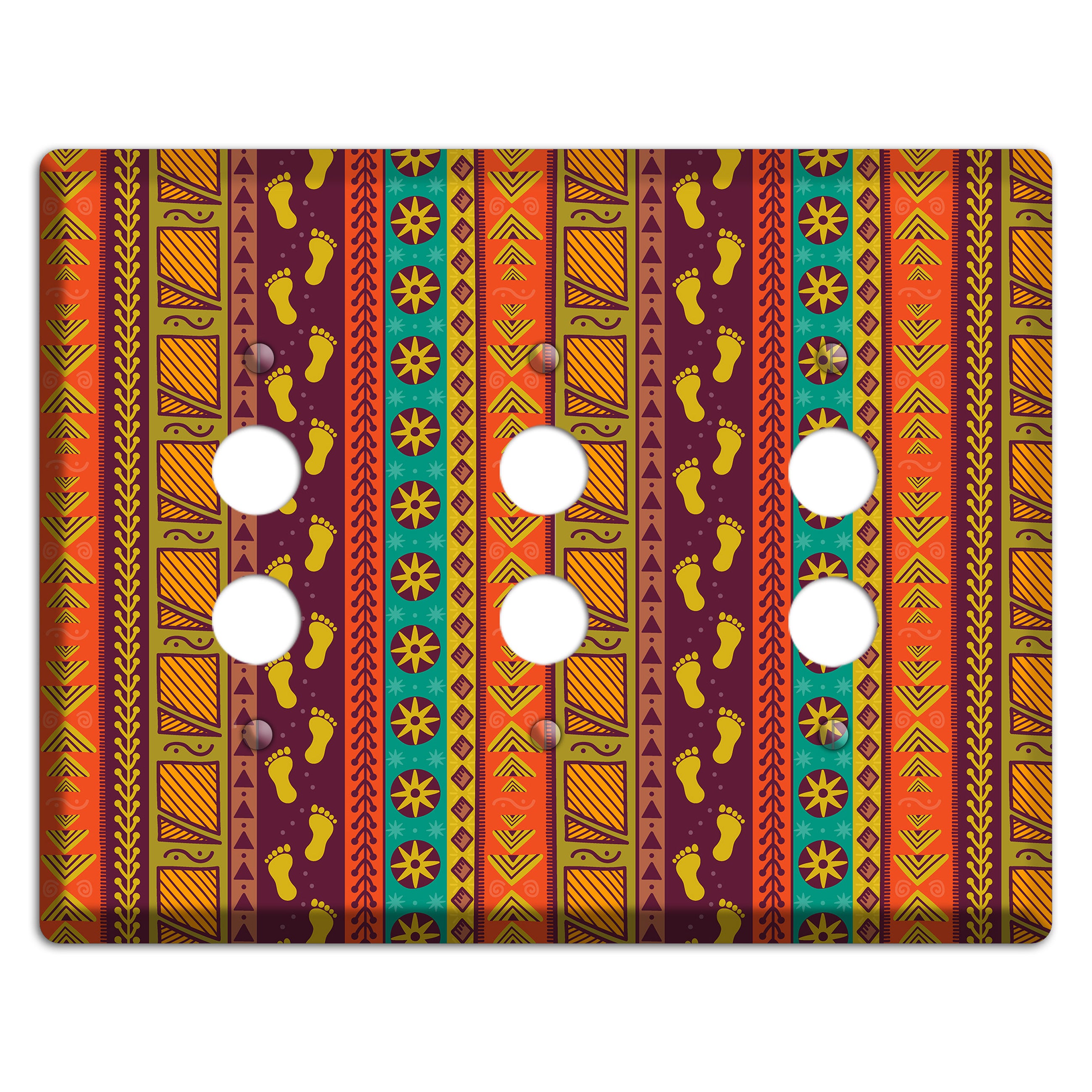 Tribal Footsteps 3 Pushbutton Wallplate
