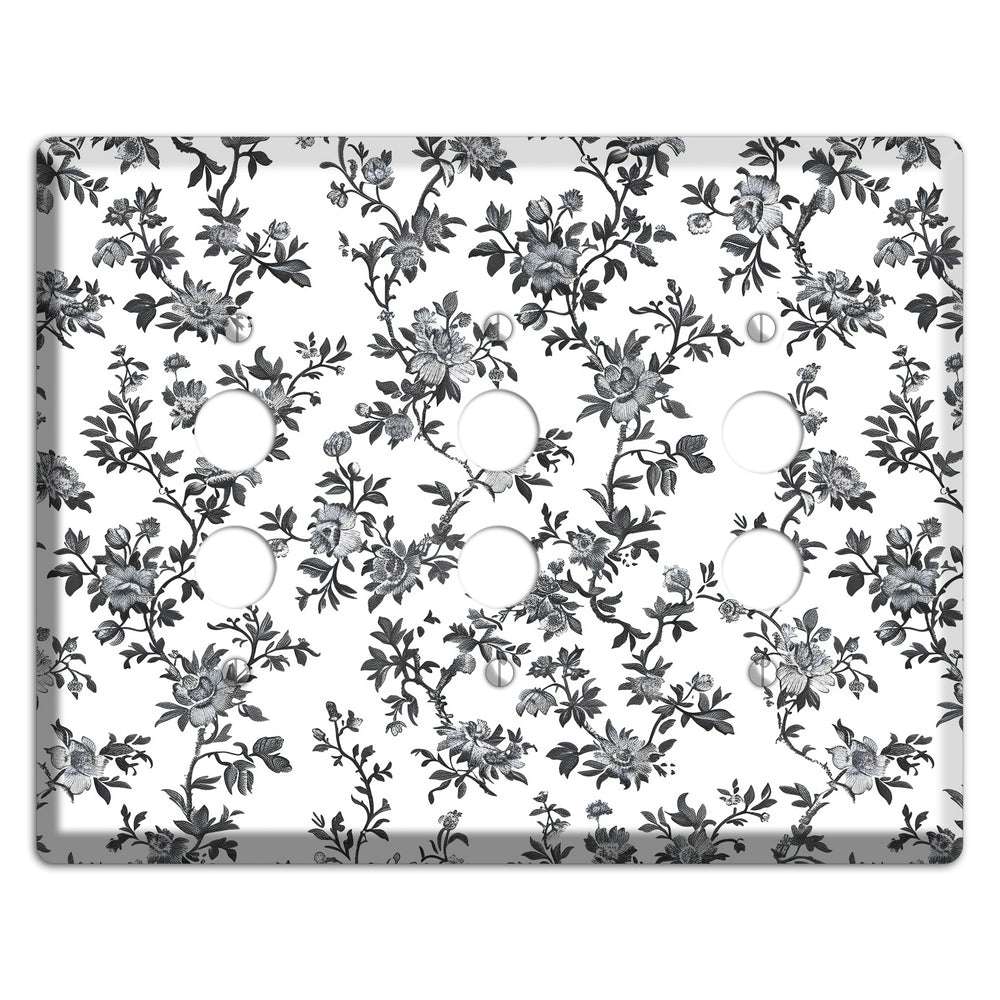 Ink & Ivory Trellis 3 Pushbutton Wallplate