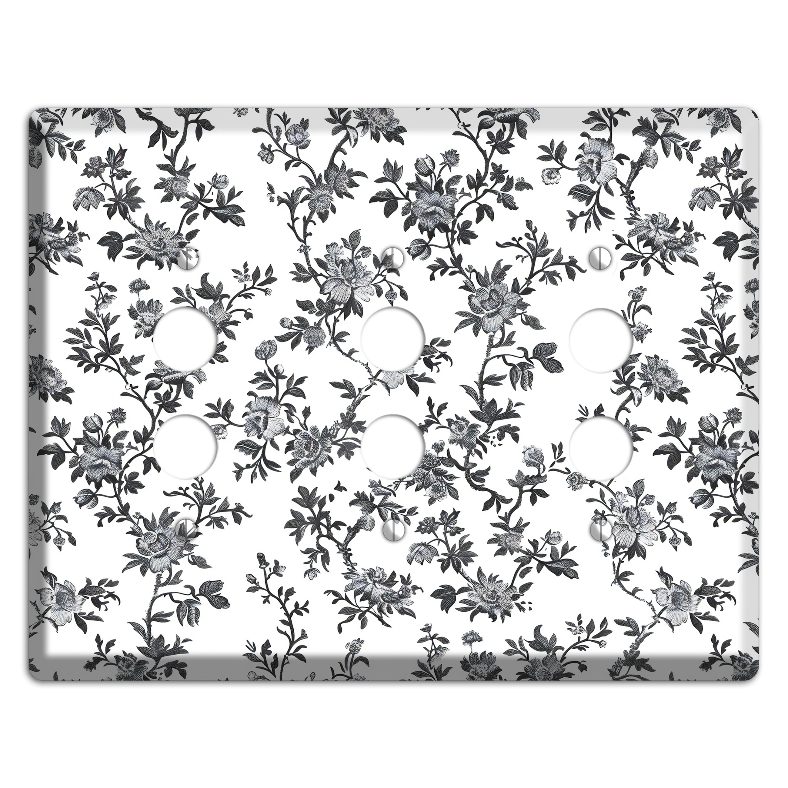 Ink & Ivory Trellis 3 Pushbutton Wallplate