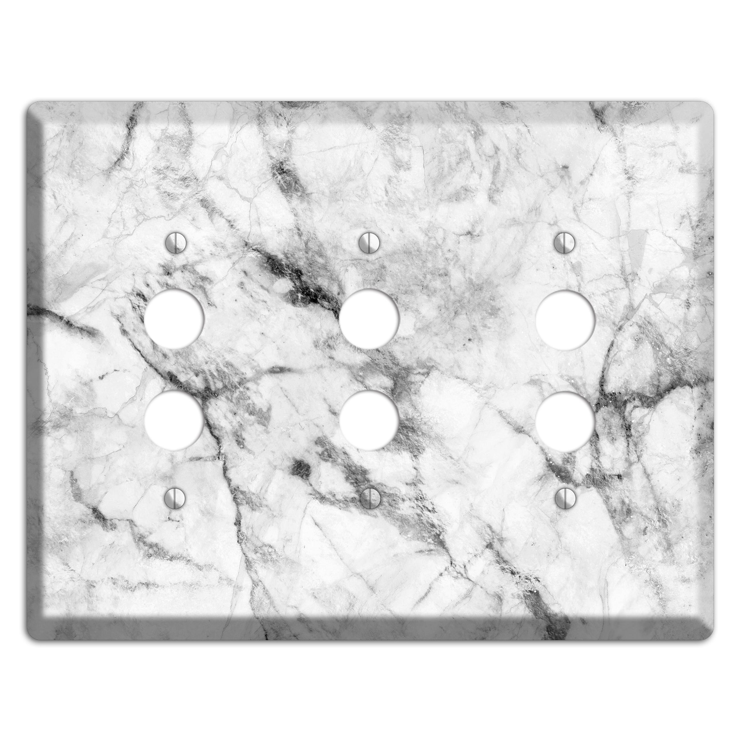 White and Gray Marble 3 Pushbutton Wallplate