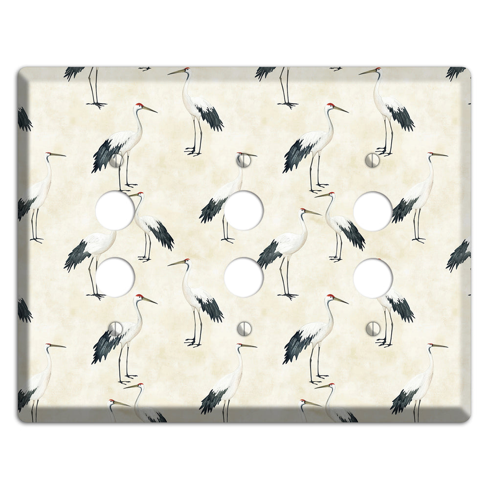 Pearl Crane Garden 3 Pushbutton Wallplate