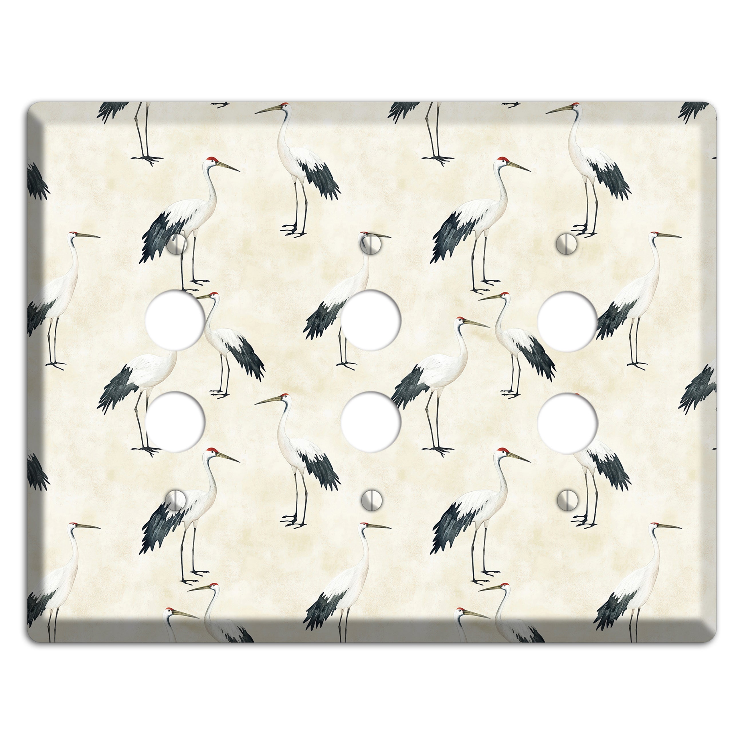 Pearl Crane Garden 3 Pushbutton Wallplate