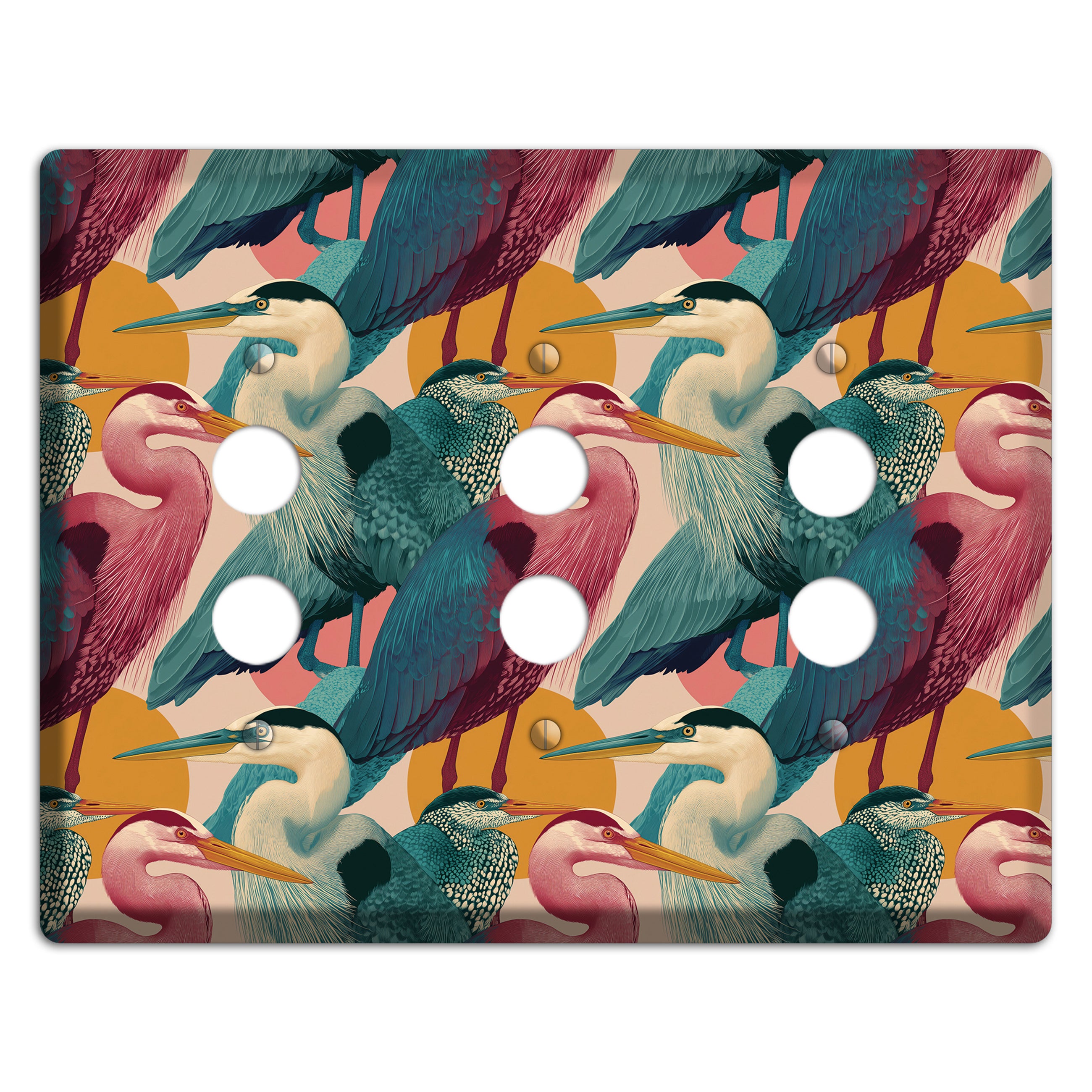 Teal Heron Mosaic 3 Pushbutton Wallplate