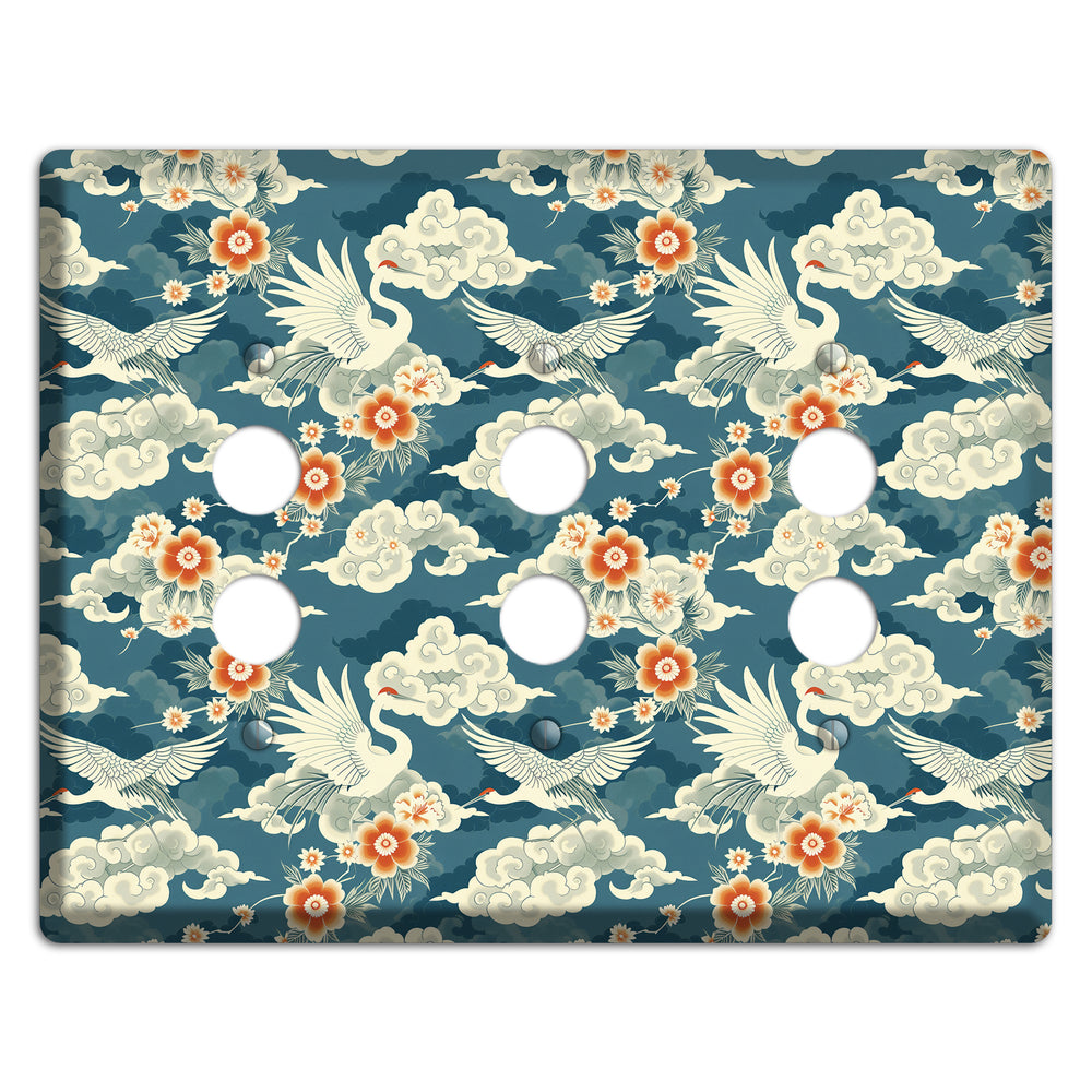 Teal Crane Ascendant 3 Pushbutton Wallplate