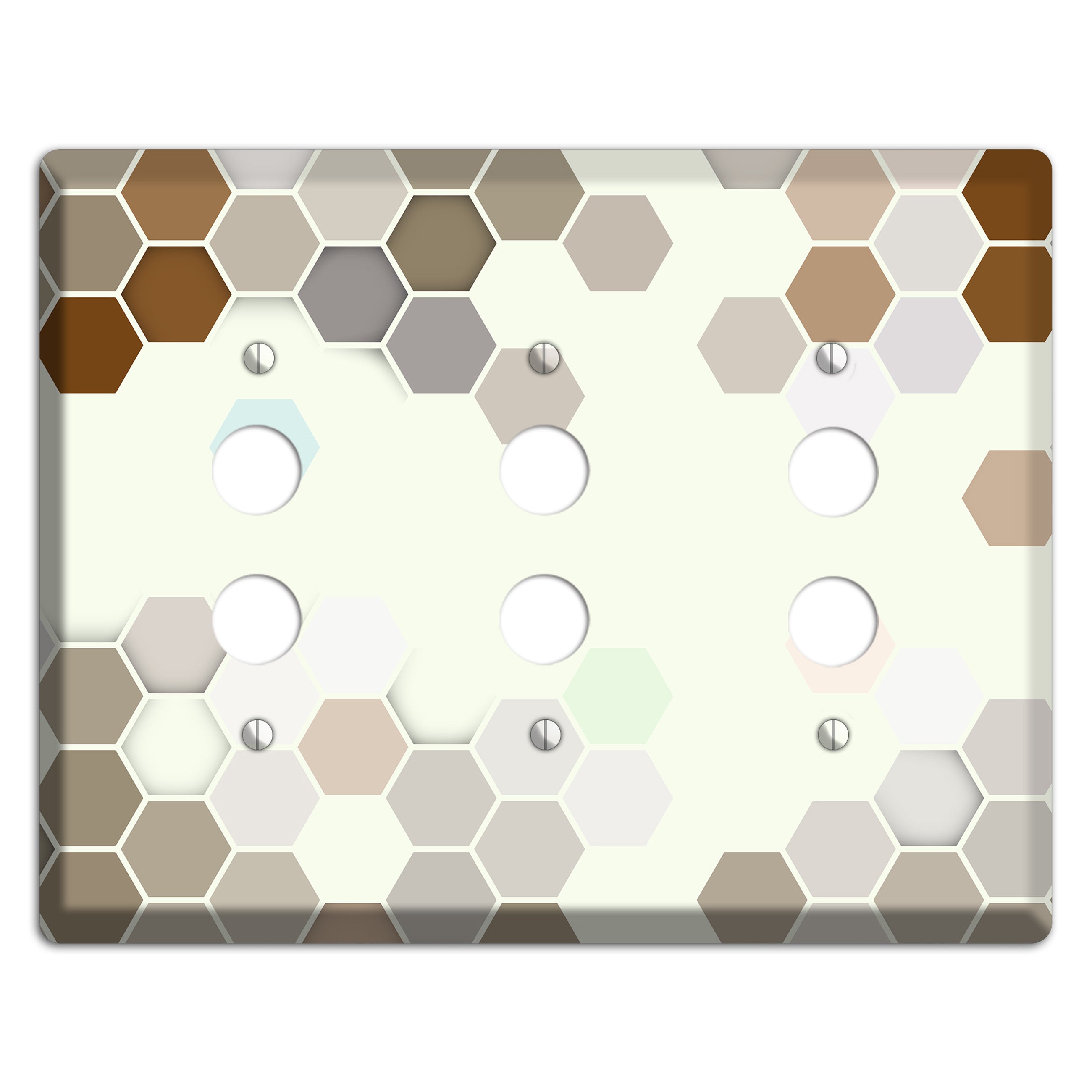 Earth-Toned Honeycomb Mosaic 3 Pushbutton Wallplate